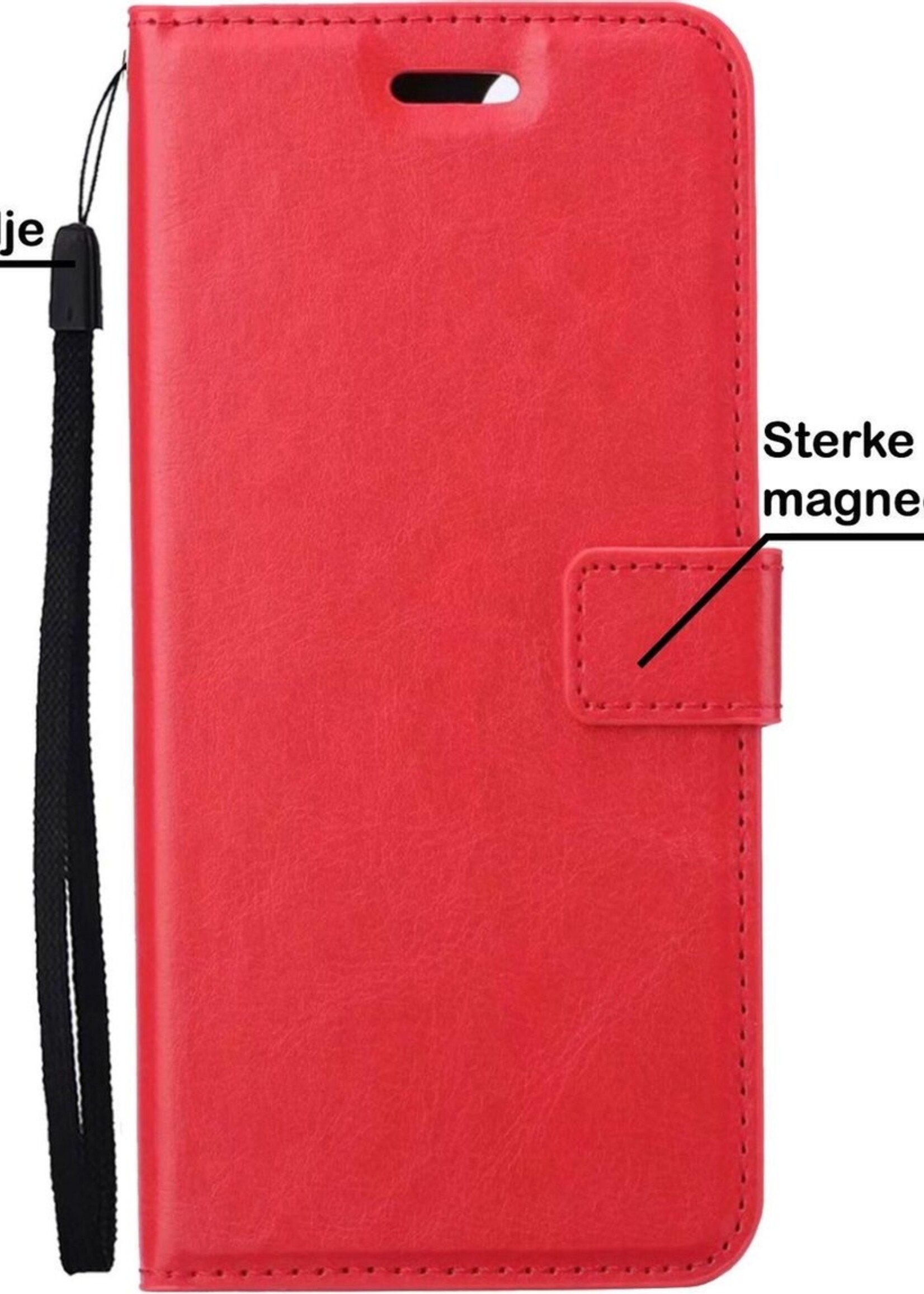 BTH Hoesje Geschikt voor Samsung S20 Plus Hoesje Book Case Hoes Portemonnee Cover Walletcase Met Screenprotector - Hoes Geschikt voor Samsung Galaxy S20 Plus Hoes Bookcase Hoesje - Rood