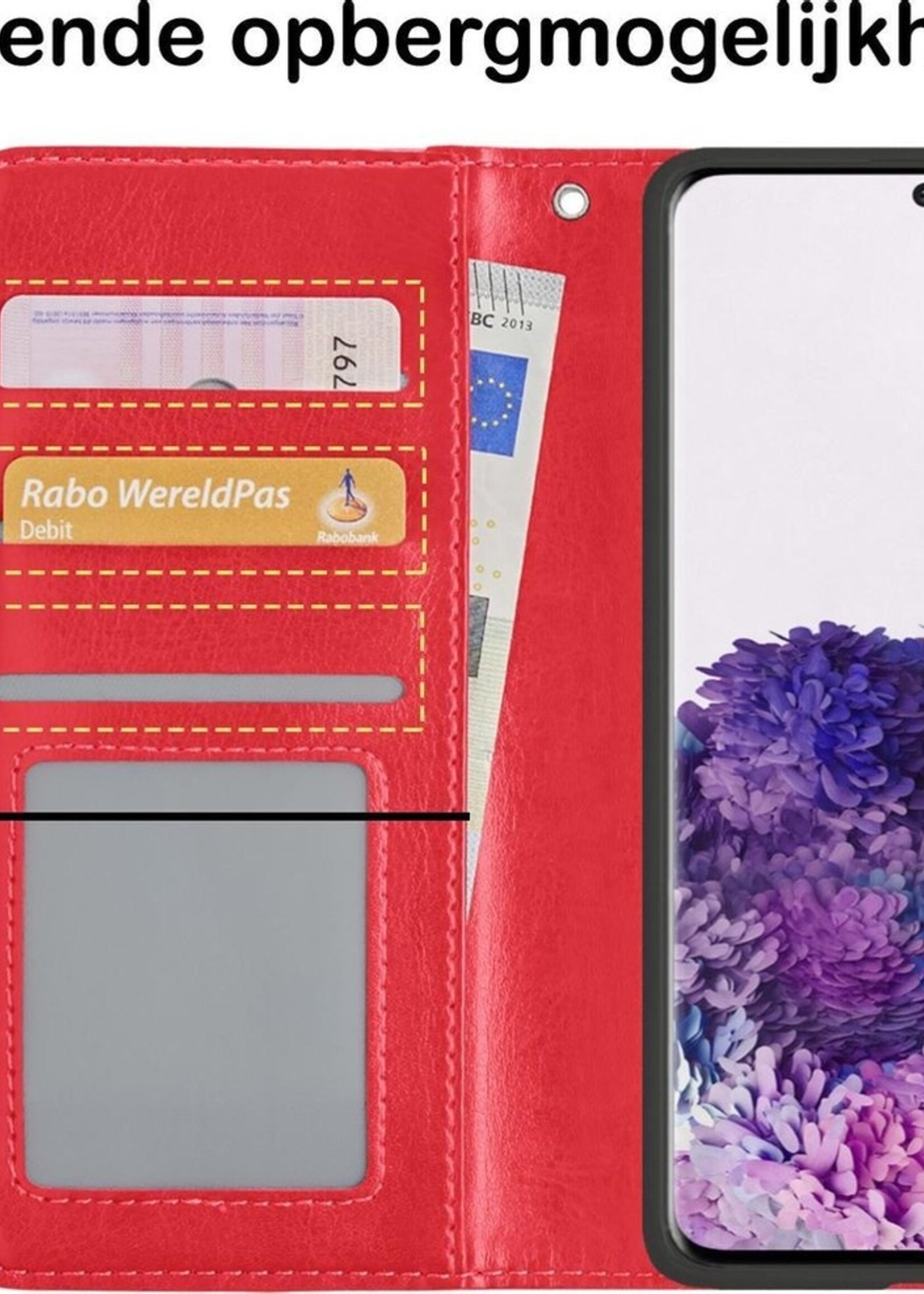 BTH Hoesje Geschikt voor Samsung S20 Plus Hoesje Book Case Hoes Portemonnee Cover Walletcase Met Screenprotector - Hoes Geschikt voor Samsung Galaxy S20 Plus Hoes Bookcase Hoesje - Rood