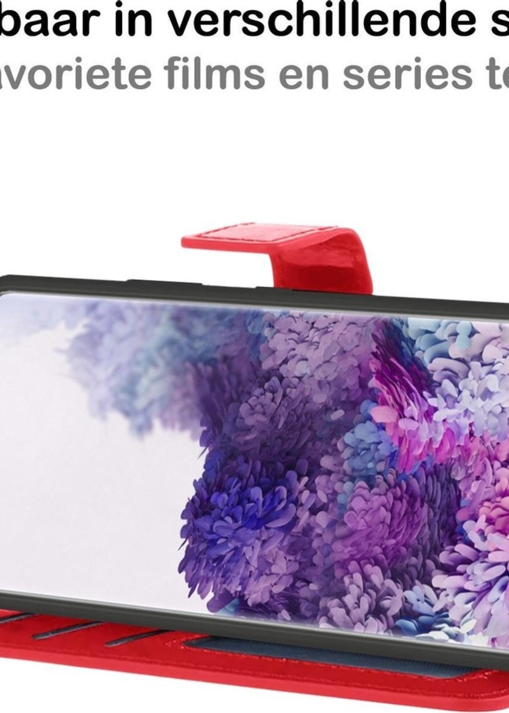 BTH Hoesje Geschikt voor Samsung S20 Plus Hoesje Book Case Hoes Portemonnee Cover Walletcase Met Screenprotector - Hoes Geschikt voor Samsung Galaxy S20 Plus Hoes Bookcase Hoesje - Rood