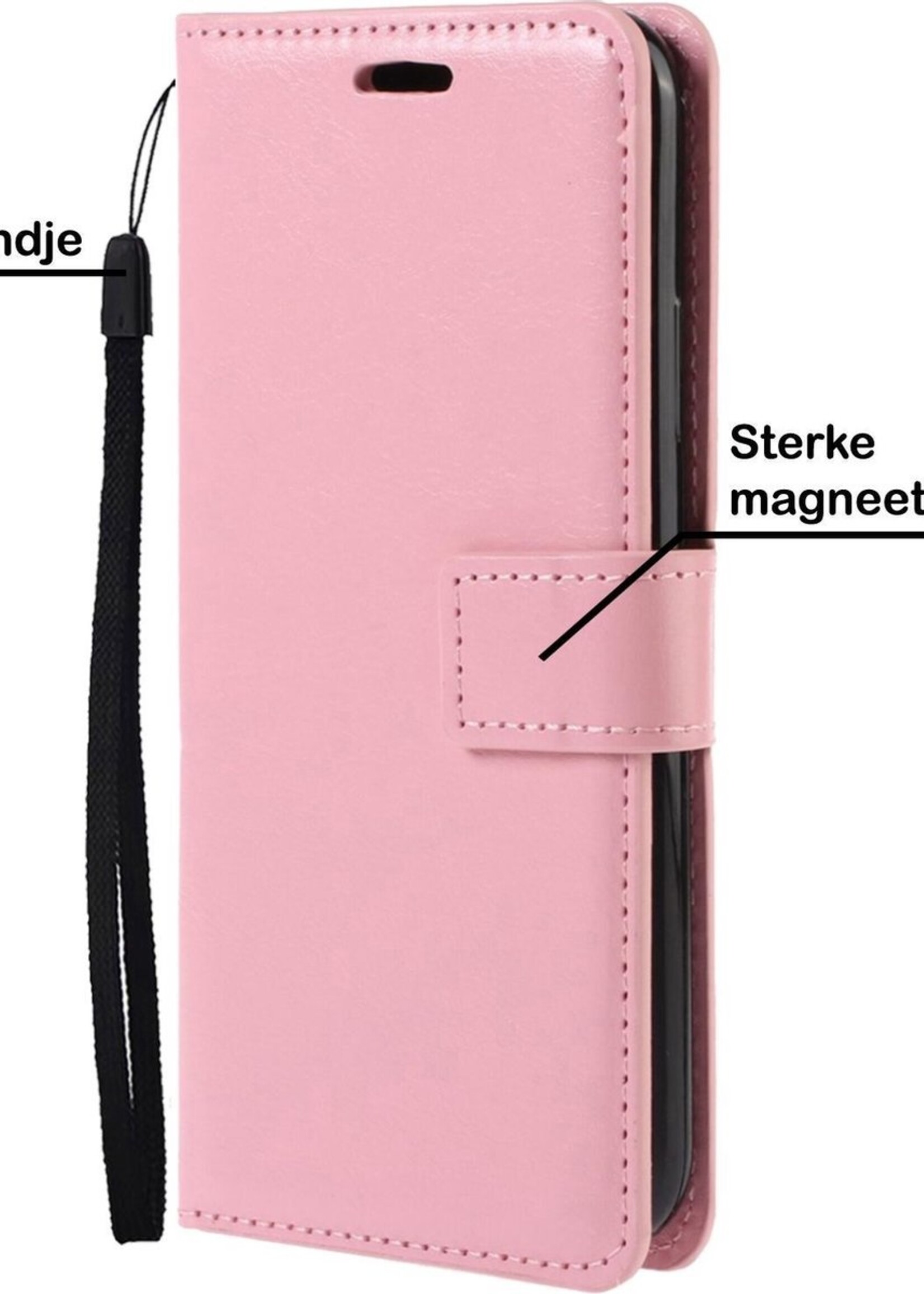 BTH Hoesje Geschikt voor Samsung S20 Plus Hoesje Book Case Hoes Portemonnee Cover Walletcase Met Screenprotector - Hoes Geschikt voor Samsung Galaxy S20 Plus Hoes Bookcase Hoesje - Lichtroze