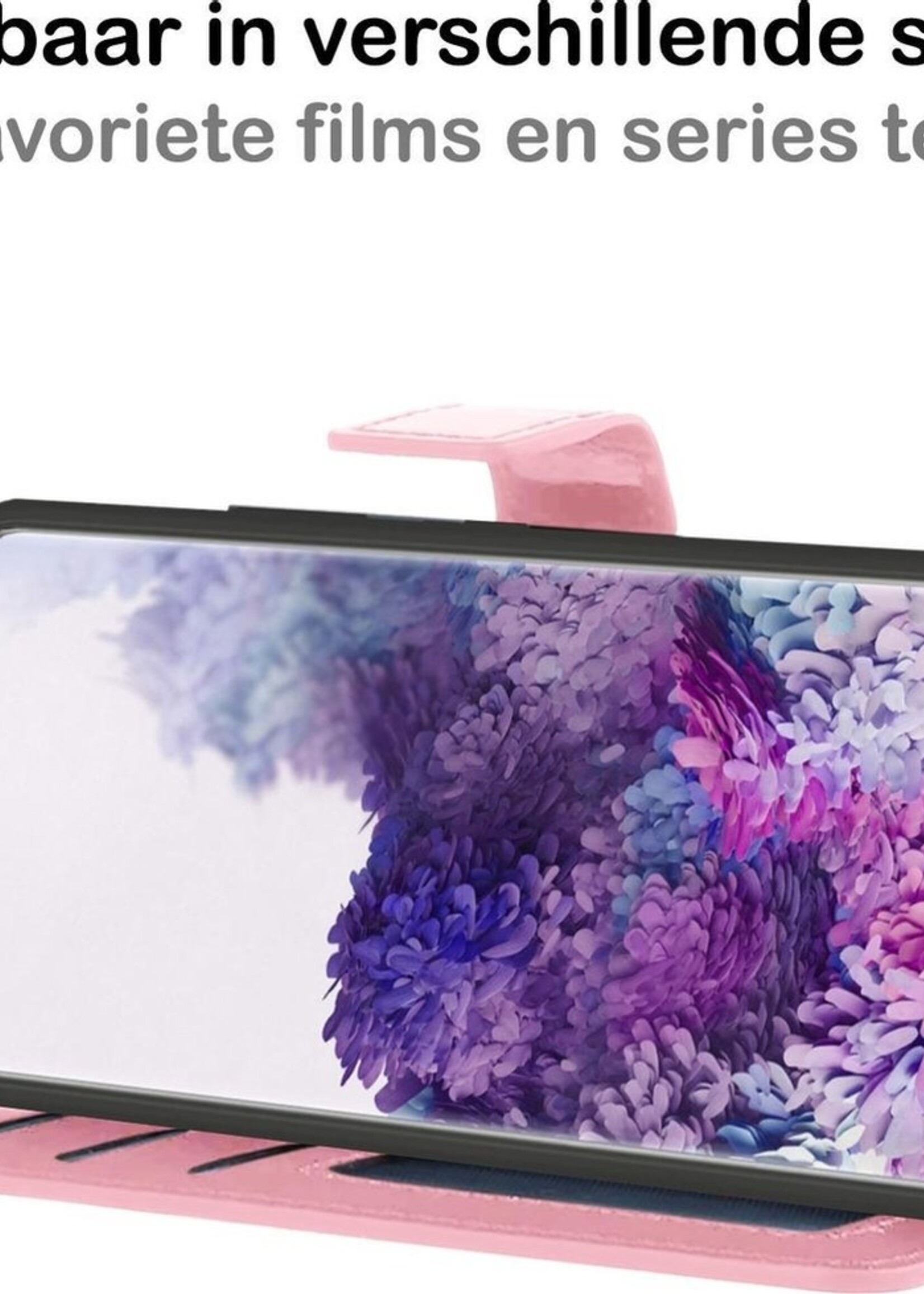 BTH Hoesje Geschikt voor Samsung S20 Plus Hoesje Book Case Hoes Portemonnee Cover Walletcase Met Screenprotector - Hoes Geschikt voor Samsung Galaxy S20 Plus Hoes Bookcase Hoesje - Lichtroze