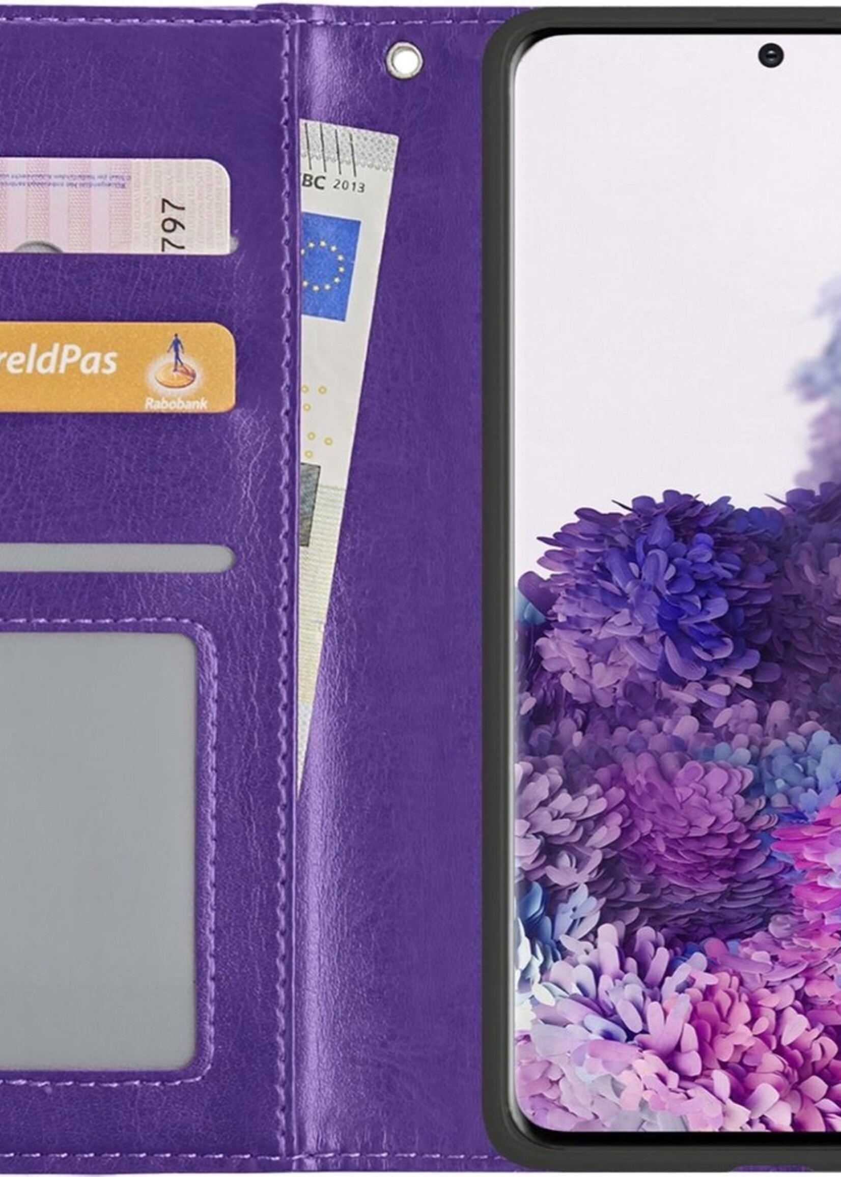 BTH Hoesje Geschikt voor Samsung S20 Plus Hoesje Book Case Hoes Portemonnee Cover Walletcase Met Screenprotector - Hoes Geschikt voor Samsung Galaxy S20 Plus Hoes Bookcase Hoesje - Paars