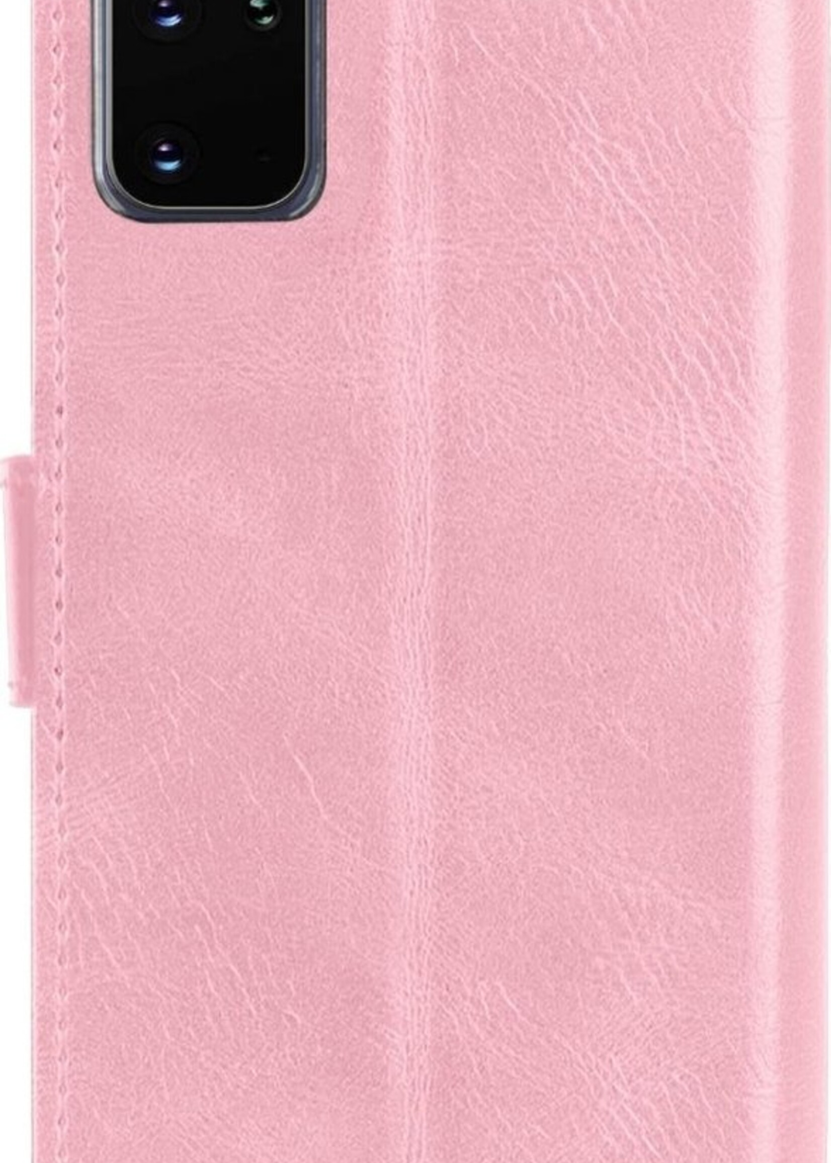 BTH Hoesje Geschikt voor Samsung S20 Plus Hoesje Book Case Hoes Portemonnee Cover Walletcase Met 2x Screenprotector - Hoes Geschikt voor Samsung Galaxy S20 Plus Hoes Bookcase Hoesje - Lichtroze