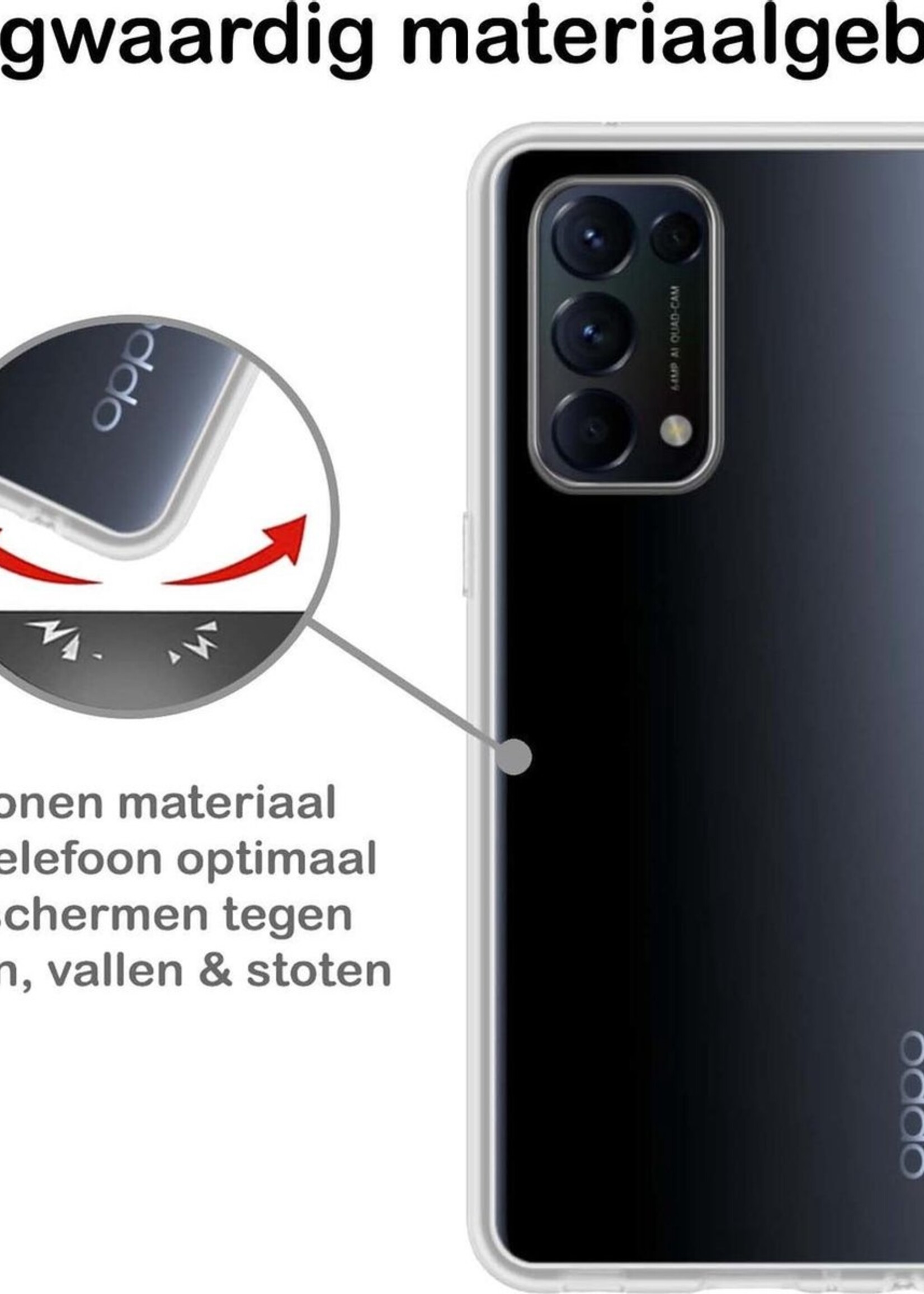 BTH Hoesje Geschikt voor OPPO Find X3 Lite Hoesje Siliconen Case Hoes Met Screenprotector - Hoes Geschikt voor OPPO X3 Lite Hoes Cover Case - Transparant