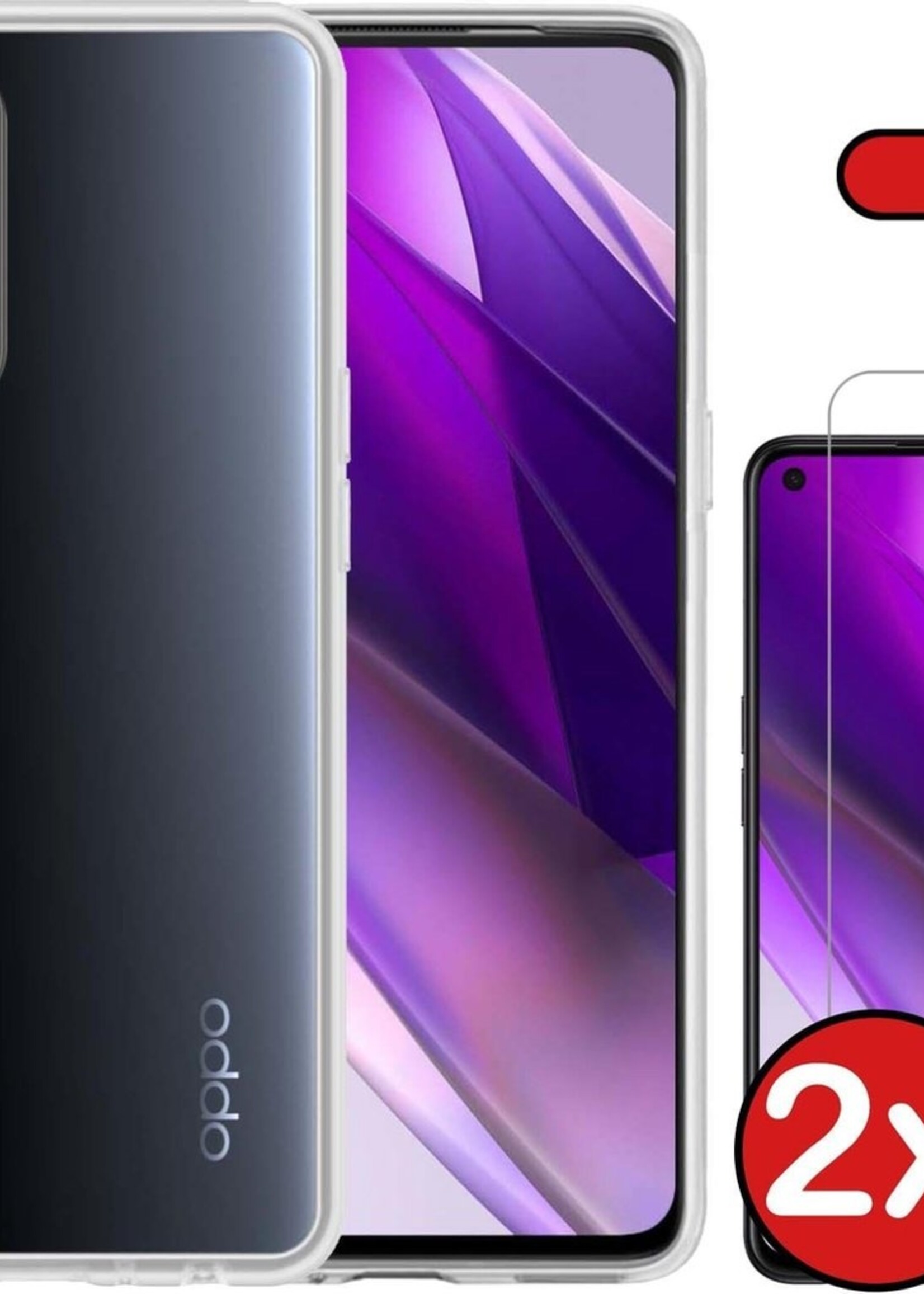 BTH Hoesje Geschikt voor OPPO Find X3 Lite Hoesje Siliconen Case Hoes Met 2x Screenprotector - Hoes Geschikt voor OPPO X3 Lite Hoes Cover Case - Transparant
