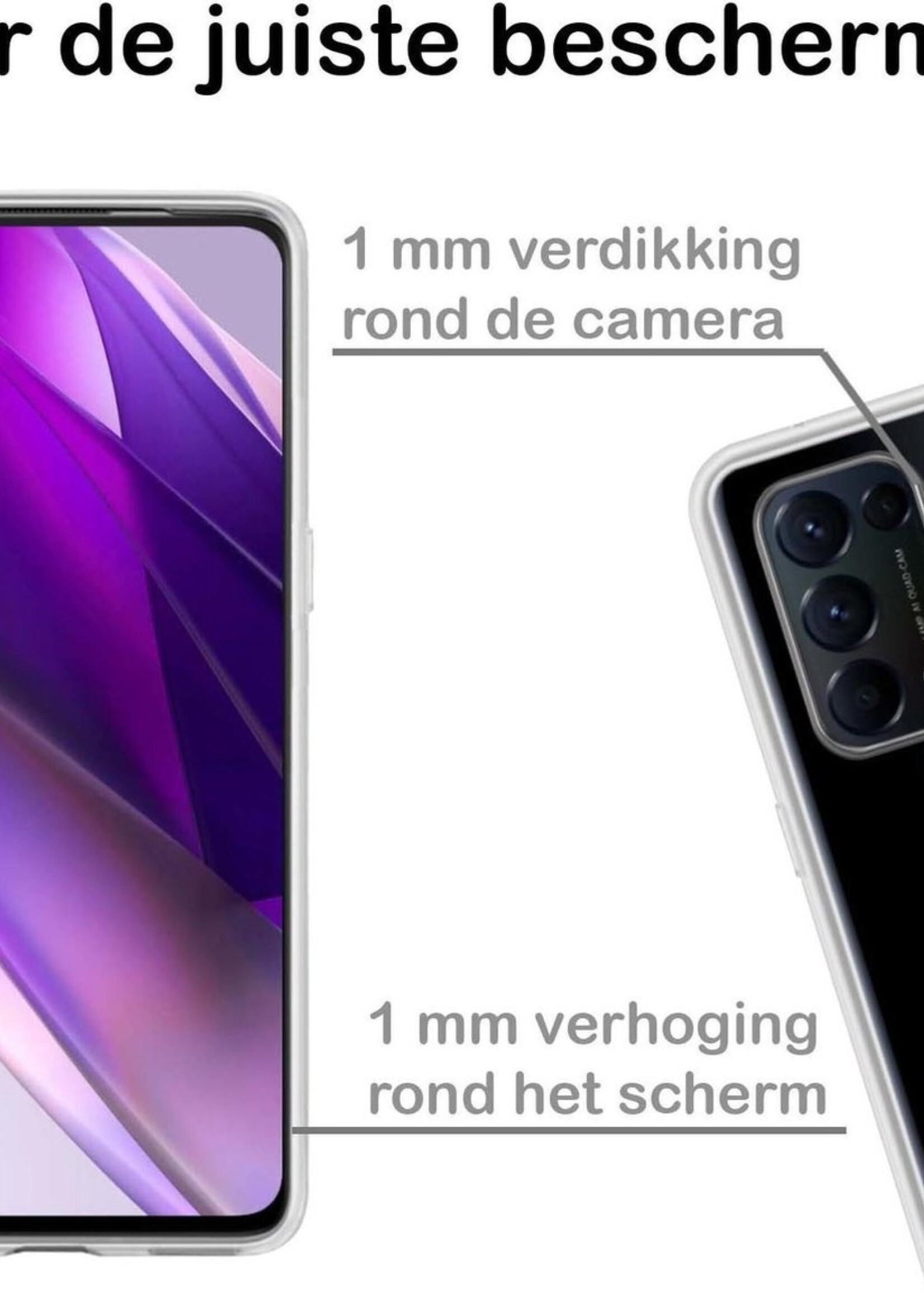 BTH Hoesje Geschikt voor OPPO Find X3 Lite Hoesje Siliconen Case Hoes Met 2x Screenprotector - Hoes Geschikt voor OPPO X3 Lite Hoes Cover Case - Transparant