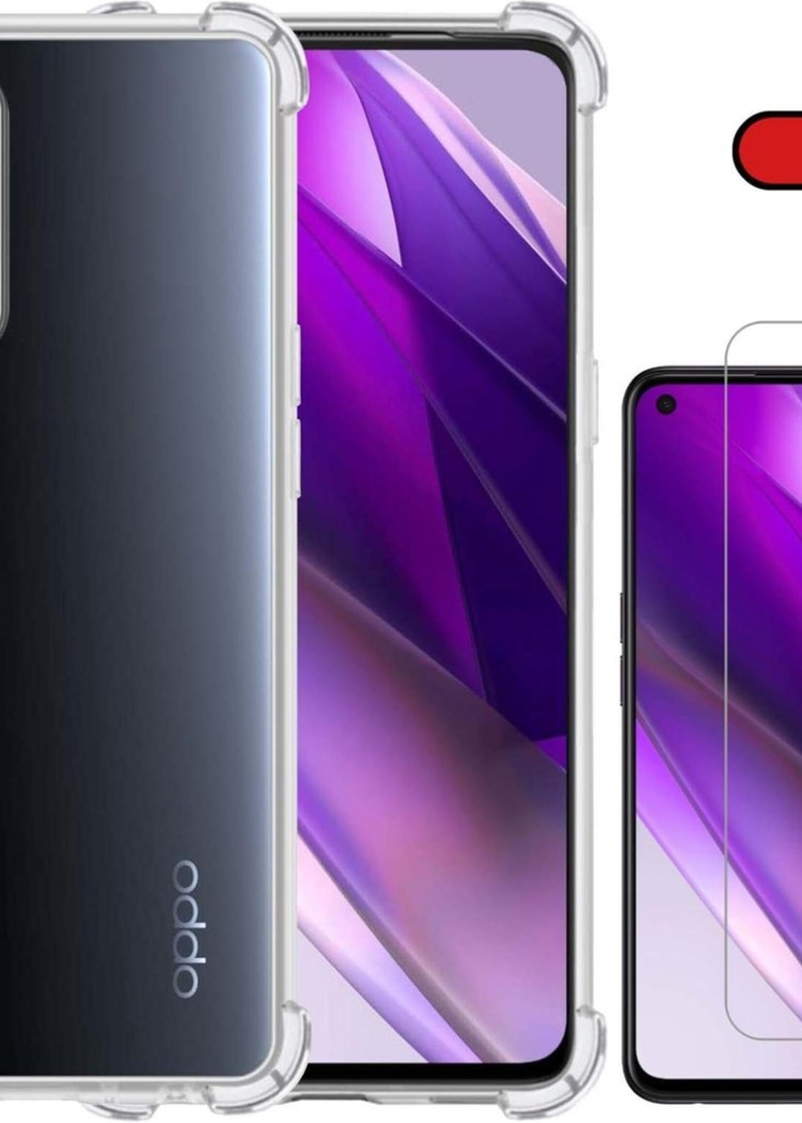 BTH Hoesje Geschikt voor OPPO Find X3 Lite Hoesje Siliconen Shock Proof Case Hoes Met Screenprotector - Hoes Geschikt voor OPPO X3 Lite Hoes Cover Case Shockproof - Transparant
