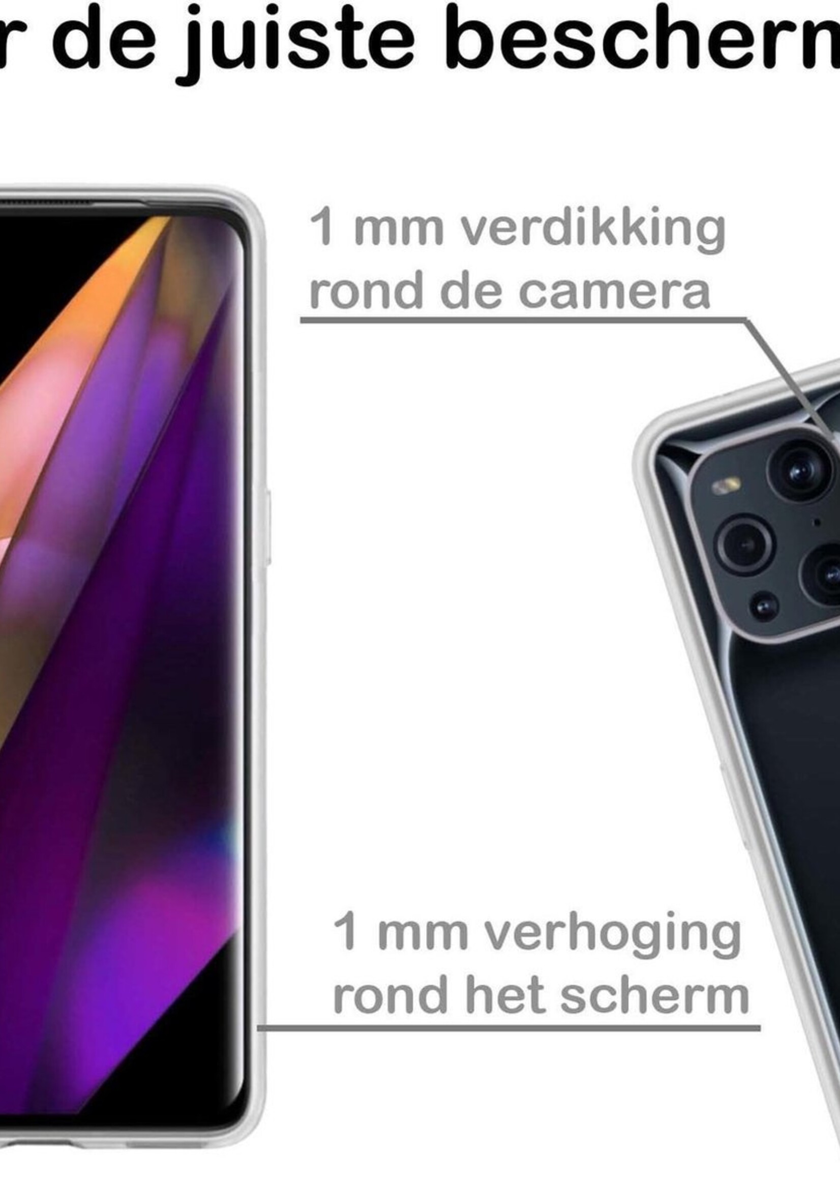 BTH Hoesje Geschikt voor OPPO Find X3 Pro Hoesje Siliconen Case Hoes Met 2x Screenprotector - Hoes Geschikt voor OPPO X3 Pro Hoes Cover Case - Transparant