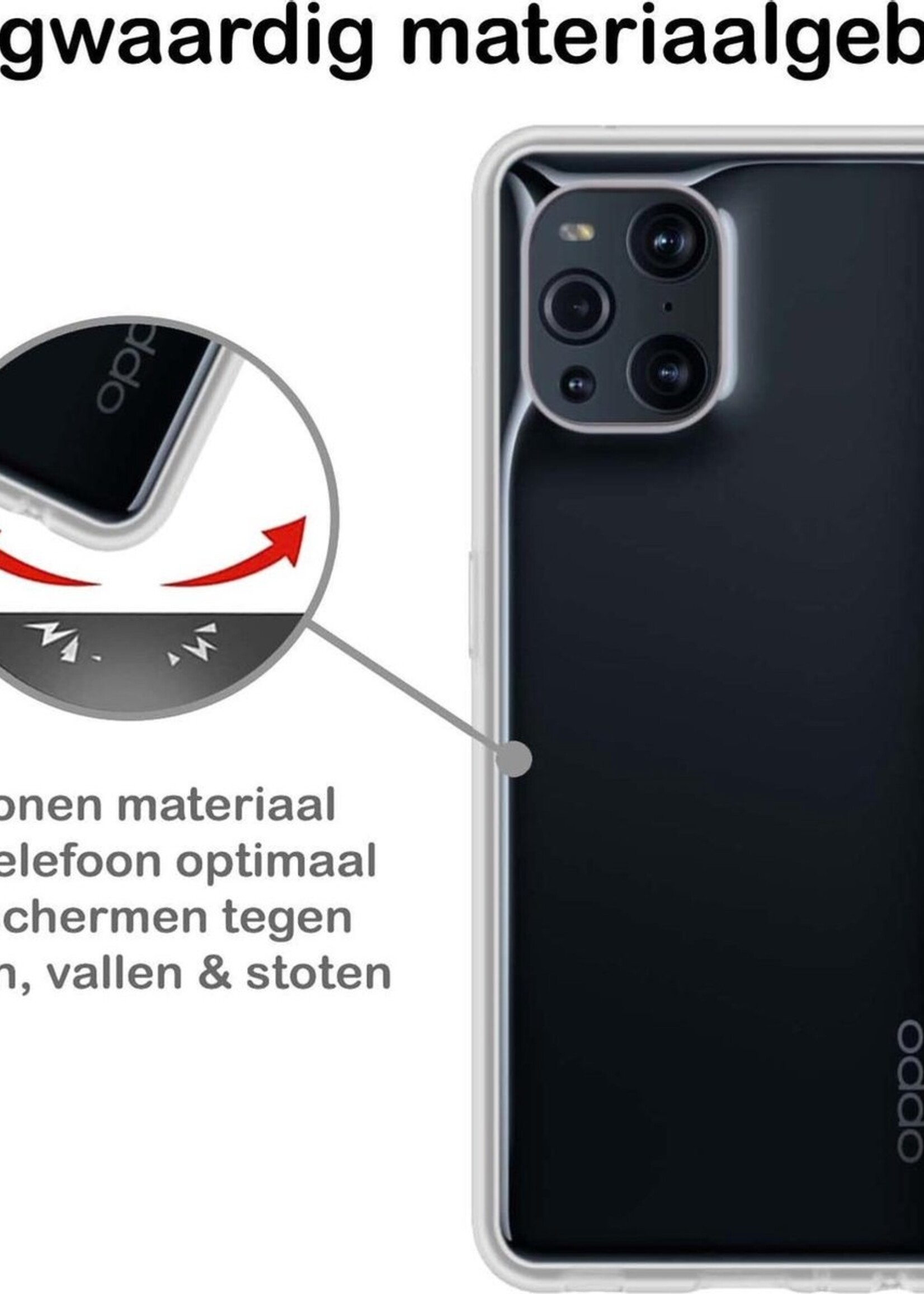 BTH Hoesje Geschikt voor OPPO Find X3 Pro Hoesje Siliconen Case Hoes Met 2x Screenprotector - Hoes Geschikt voor OPPO X3 Pro Hoes Cover Case - Transparant