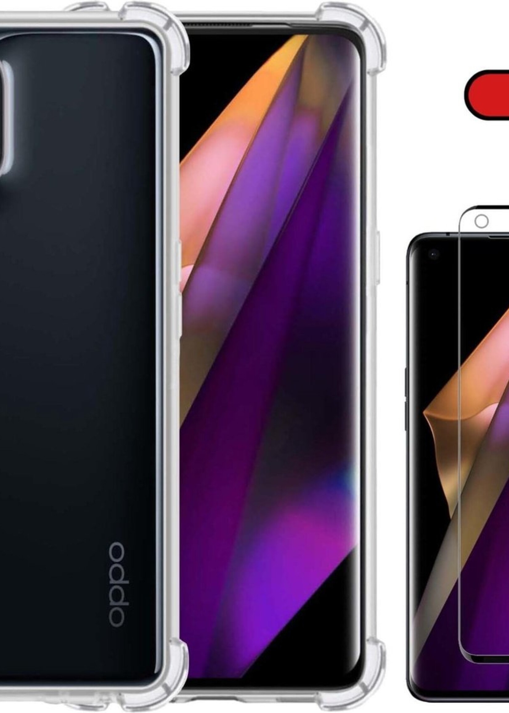 BTH Hoesje Geschikt voor OPPO Find X3 Pro Hoesje Siliconen Shock Proof Case Hoes Met Screenprotector - Hoes Geschikt voor OPPO X3 Pro Hoes Cover Case Shockproof - Transparant