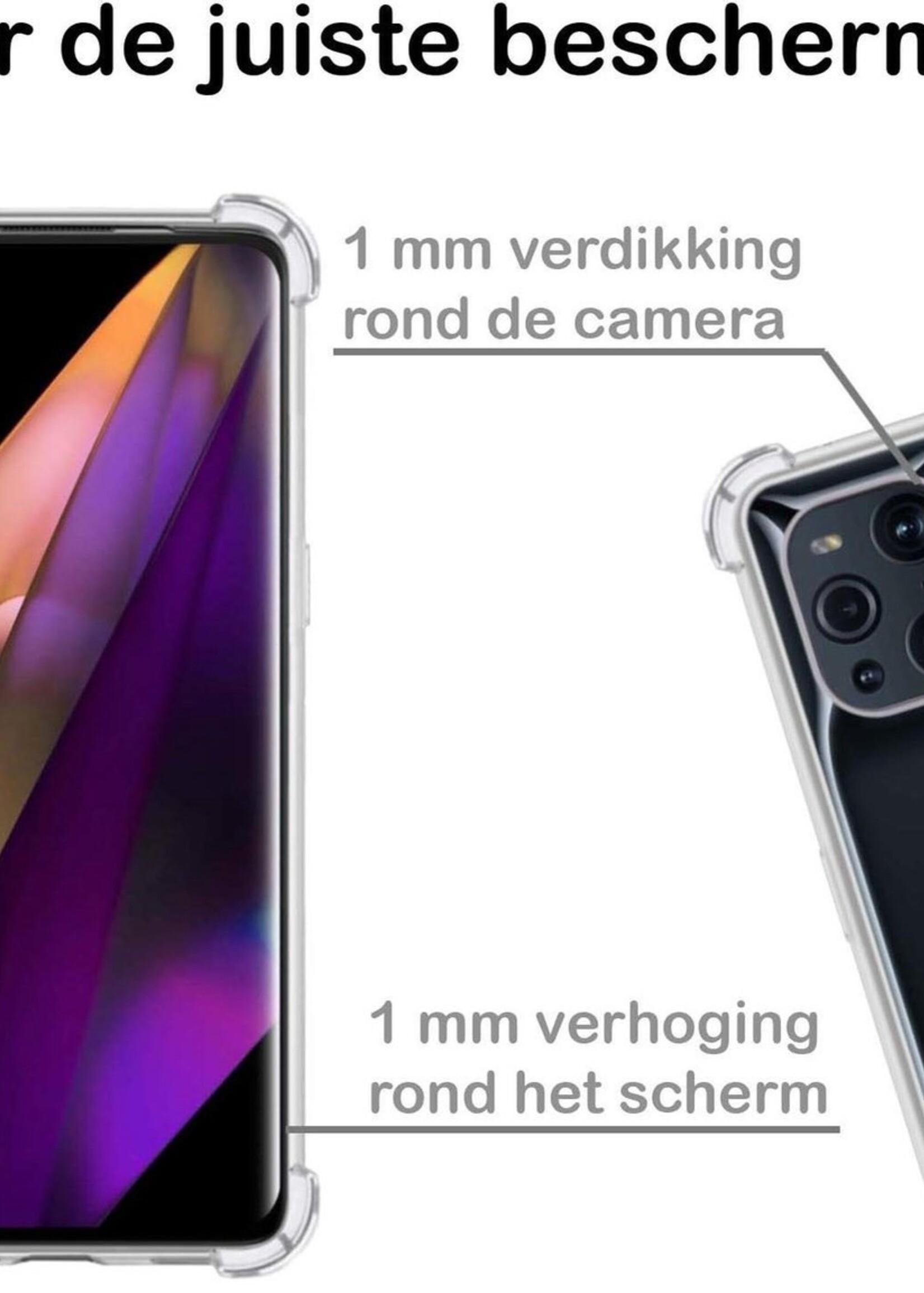 BTH Hoesje Geschikt voor OPPO Find X3 Pro Hoesje Siliconen Shock Proof Case Hoes Met Screenprotector - Hoes Geschikt voor OPPO X3 Pro Hoes Cover Case Shockproof - Transparant