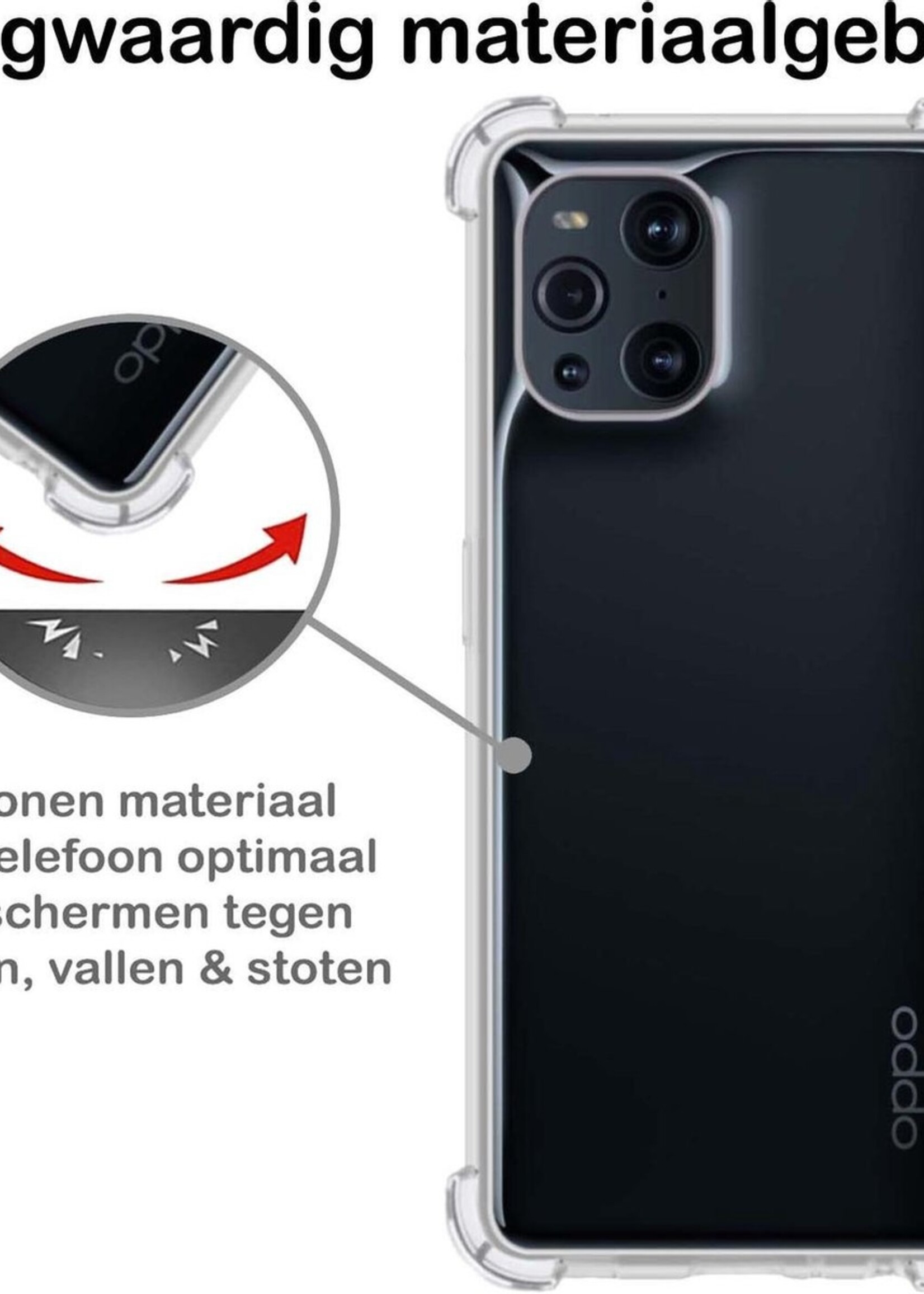 BTH Hoesje Geschikt voor OPPO Find X3 Pro Hoesje Siliconen Shock Proof Case Hoes Met 2x Screenprotector - Hoes Geschikt voor OPPO X3 Pro Hoes Cover Case Shockproof - Transparant