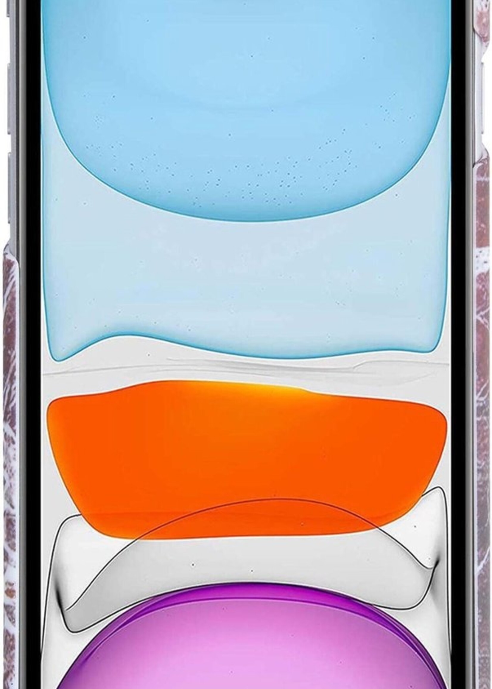 BTH Hoesje Geschikt voor iPhone 11 Hoesje Marmer Hardcover Fashion Case Hoes - Hoes Geschikt voor iPhone 11 Marmer Hoesje Hardcase Back Cover - Rood