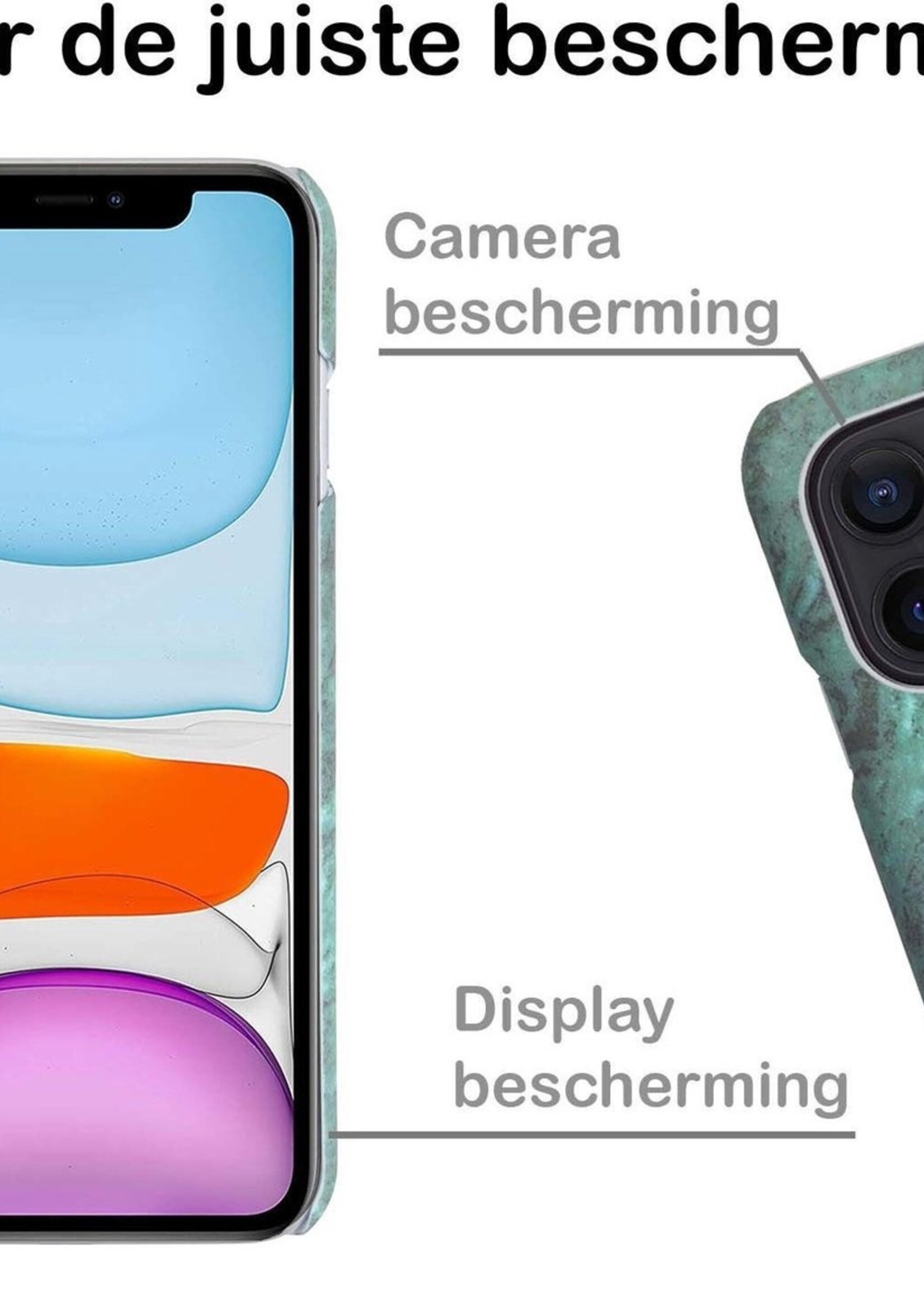 BTH Hoesje Geschikt voor iPhone 11 Hoesje Marmer Hardcover Fashion Case Hoes - Hoes Geschikt voor iPhone 11 Marmer Hoesje Hardcase Back Cover - Groen