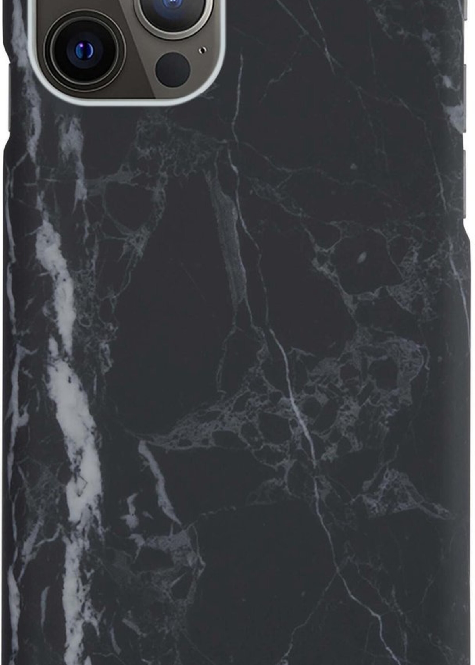 BTH Hoesje Geschikt voor iPhone 11 Pro Hoesje Marmer Hardcover Fashion Case Hoes - Hoes Geschikt voor iPhone 11 Pro Marmer Hoesje Hardcase Back Cover - Zwart - 2 PACK