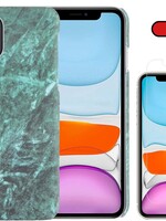 BTH BTH iPhone 11 hoesje marmer met screenprotector - Groen
