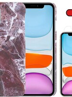 BTH BTH iPhone 11 Pro hoesje marmer met screenprotector - Rood