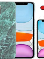 BTH BTH iPhone 11 Pro hoesje marmer met screenprotector - Groen