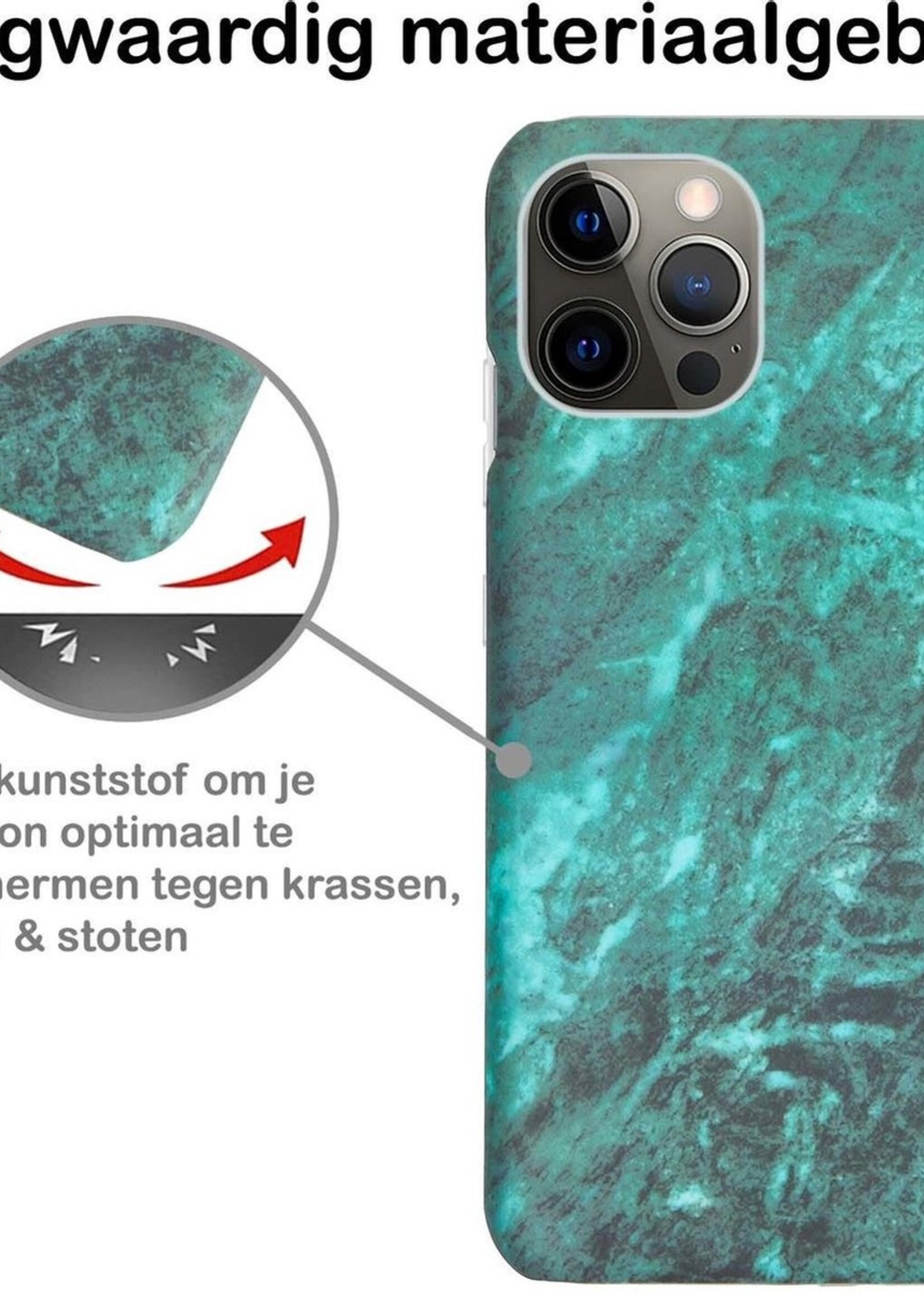 BTH Hoesje Geschikt voor iPhone 11 Pro Hoesje Marmer Hardcover Fashion Case Hoes Met Screenprotector - Hoes Geschikt voor iPhone 11 Pro Marmer Hoesje Hardcase Back Cover - Groen