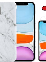 BTH BTH iPhone 11 Pro Max hoesje marmer met screenprotector - Wit