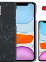 BTH BTH iPhone 11 Pro Max hoesje marmer met screenprotector - Zwart