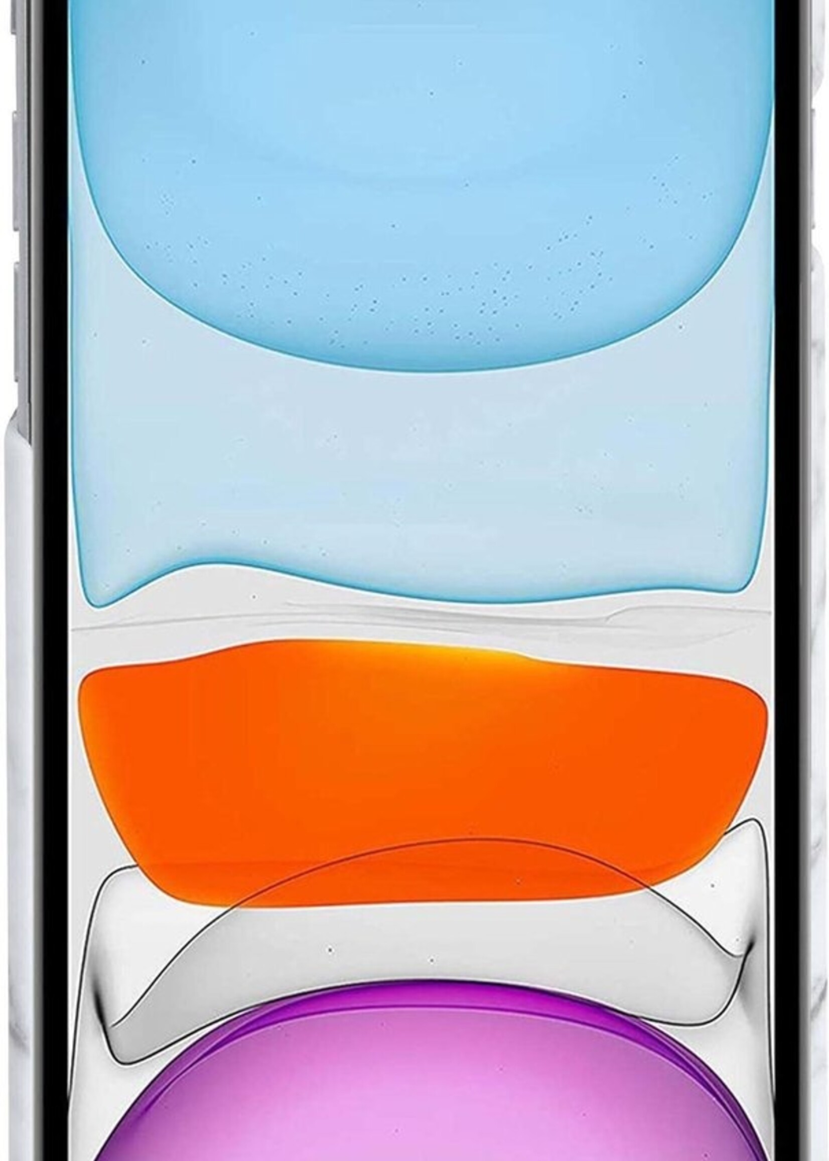BTH Hoesje Geschikt voor iPhone 11 Pro Hoesje Marmer Hardcover Fashion Case Hoes Met 2x Screenprotector - Hoes Geschikt voor iPhone 11 Pro Marmer Hoesje Hardcase Back Cover - Wit