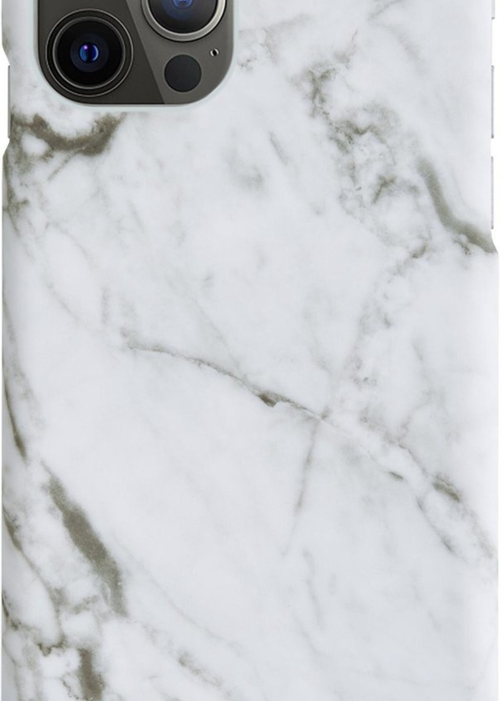 BTH Hoesje Geschikt voor iPhone 11 Pro Max Hoesje Marmer Hardcover Fashion Case Hoes Met 2x Screenprotector - Hoes Geschikt voor iPhone 11 Pro Max Marmer Hoesje Hardcase Back Cover - Wit