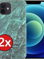 BTH BTH - 2X - iPhone 12 hoesje marmer - Groen