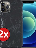 BTH BTH - 2X - iPhone 12 Pro Max hoesje marmer - Zwart