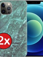 BTH BTH - 2X - iPhone 12 Pro Max hoesje marmer - Groen