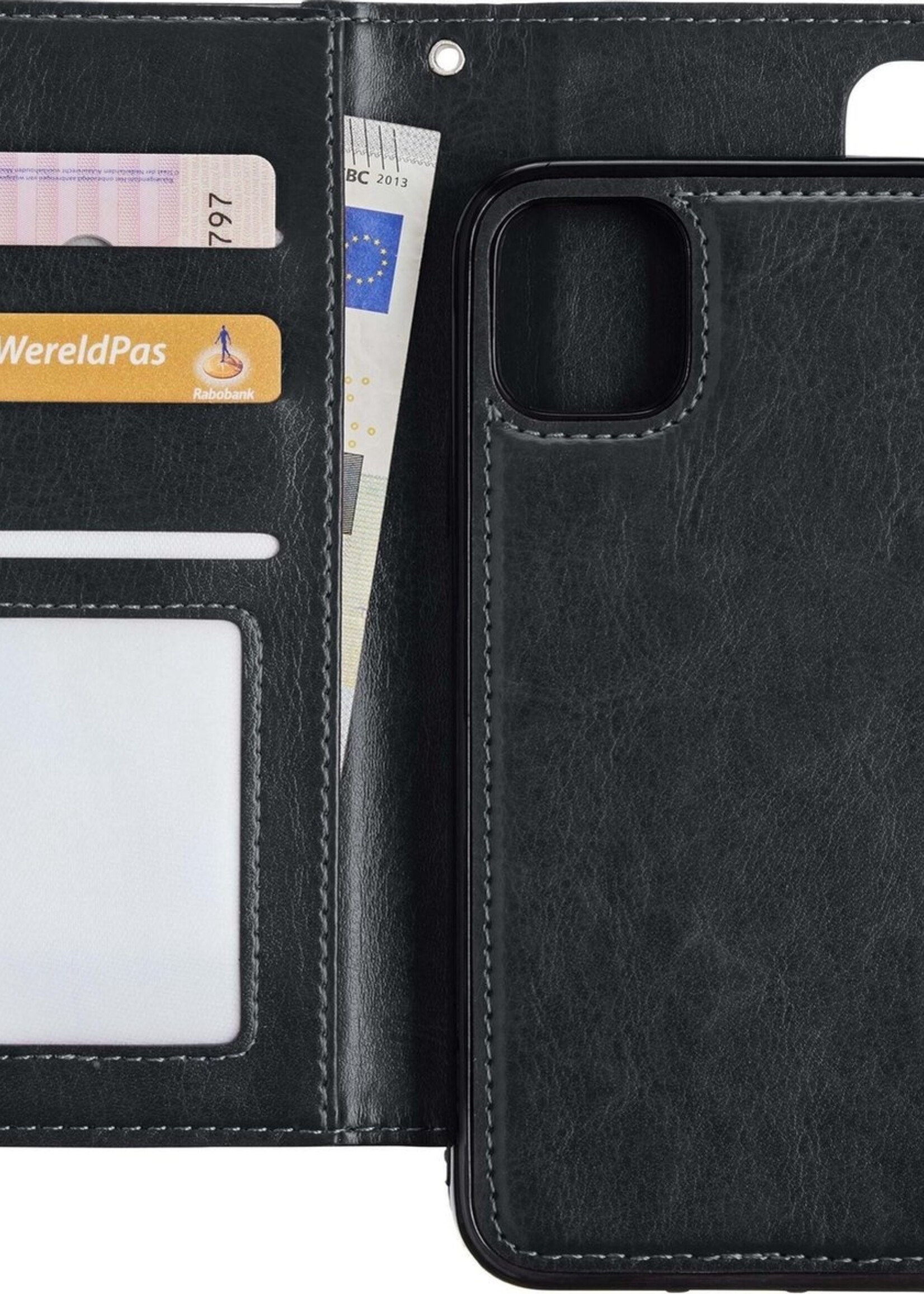 BTH Hoesje Geschikt voor iPhone 11 Hoesje Book Case Uitneembare 2-in-1 Hoes - Hoes Geschikt voor iPhone 11 Hoes Wallet Case Pashouder Hoesje - Zwart