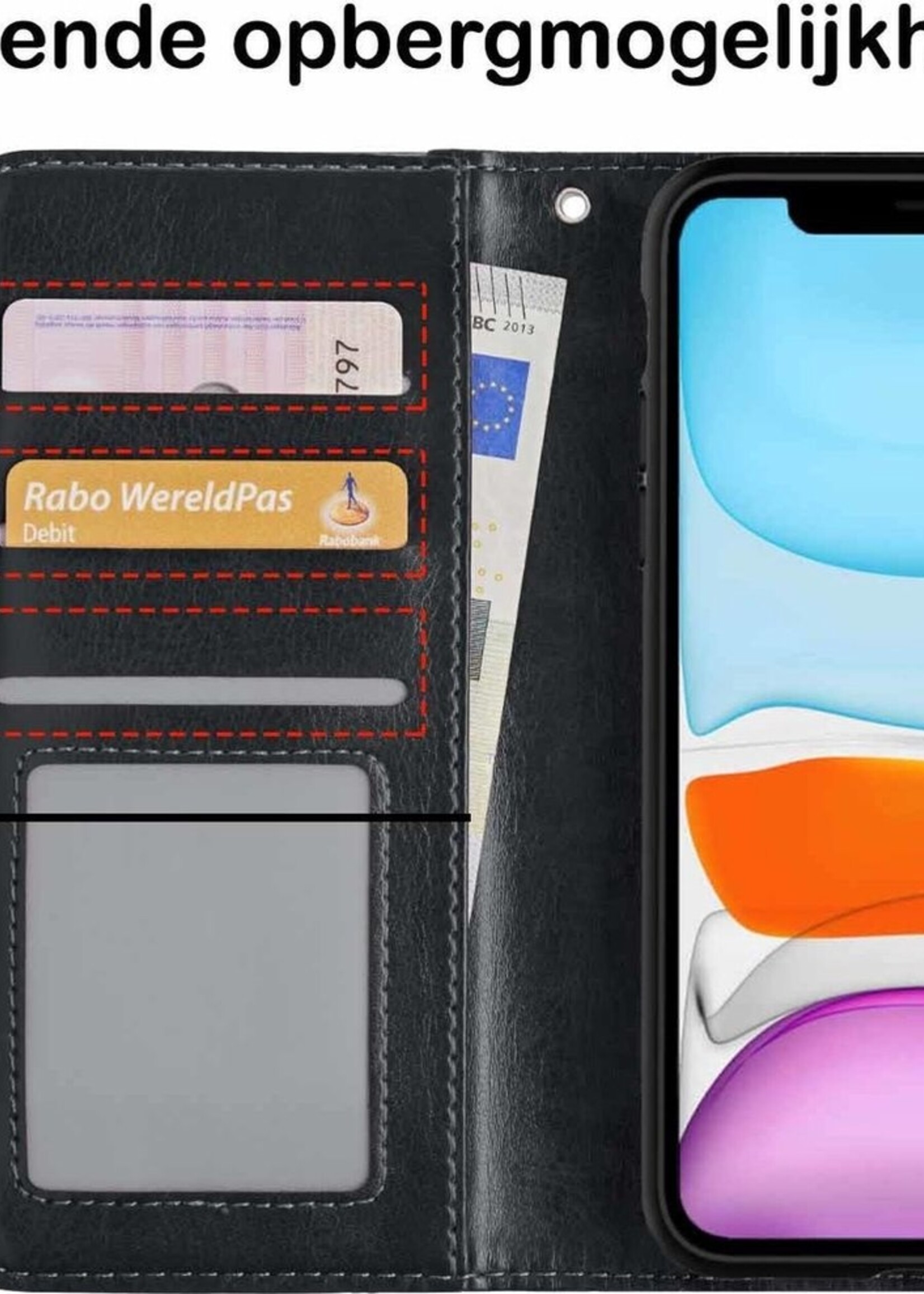 BTH Hoesje Geschikt voor iPhone 11 Hoesje Book Case Uitneembare 2-in-1 Hoes - Hoes Geschikt voor iPhone 11 Hoes Wallet Case Pashouder Hoesje - Zwart