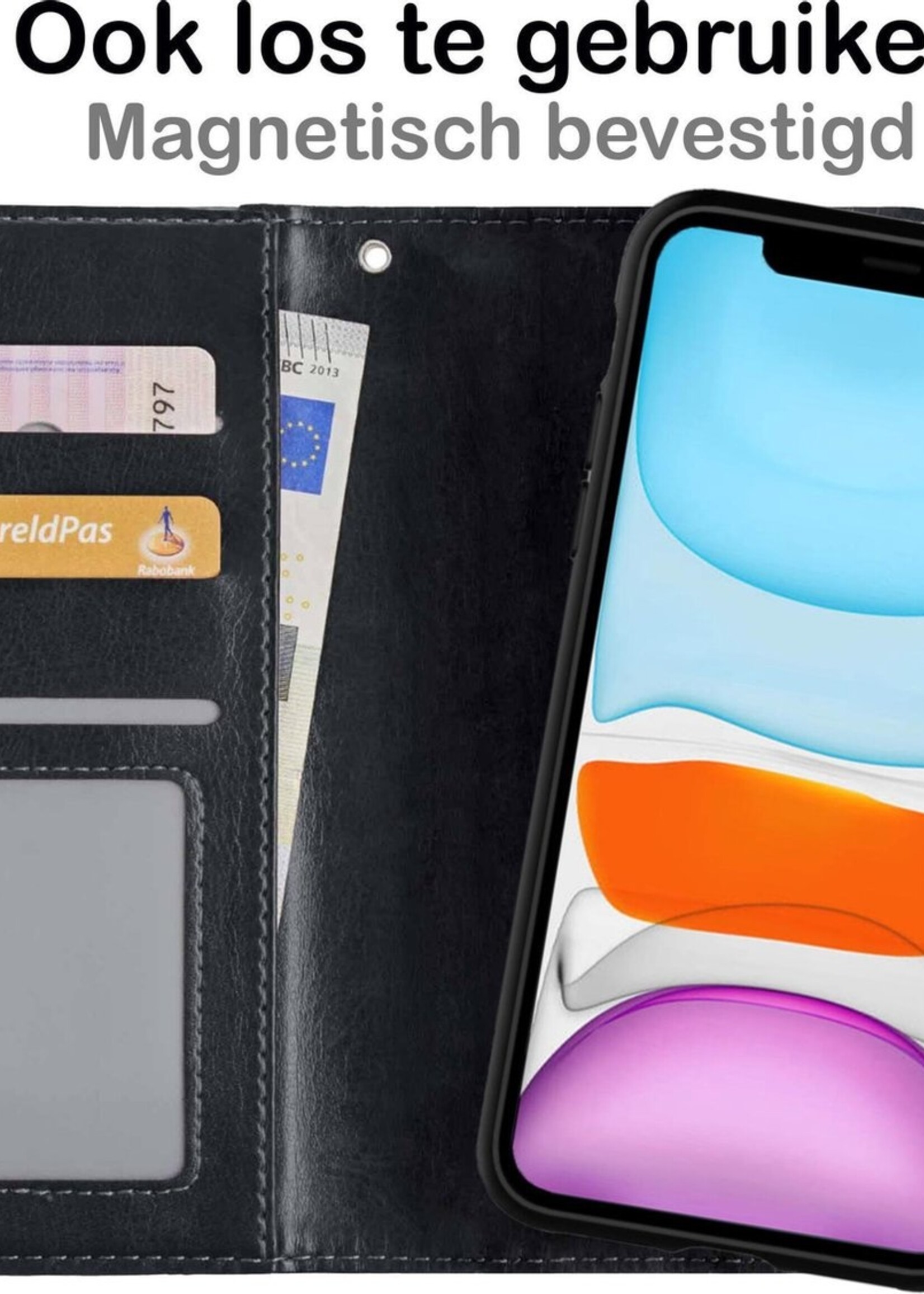 BTH Hoesje Geschikt voor iPhone 11 Hoesje Book Case Uitneembare 2-in-1 Hoes - Hoes Geschikt voor iPhone 11 Hoes Wallet Case Pashouder Hoesje - Zwart