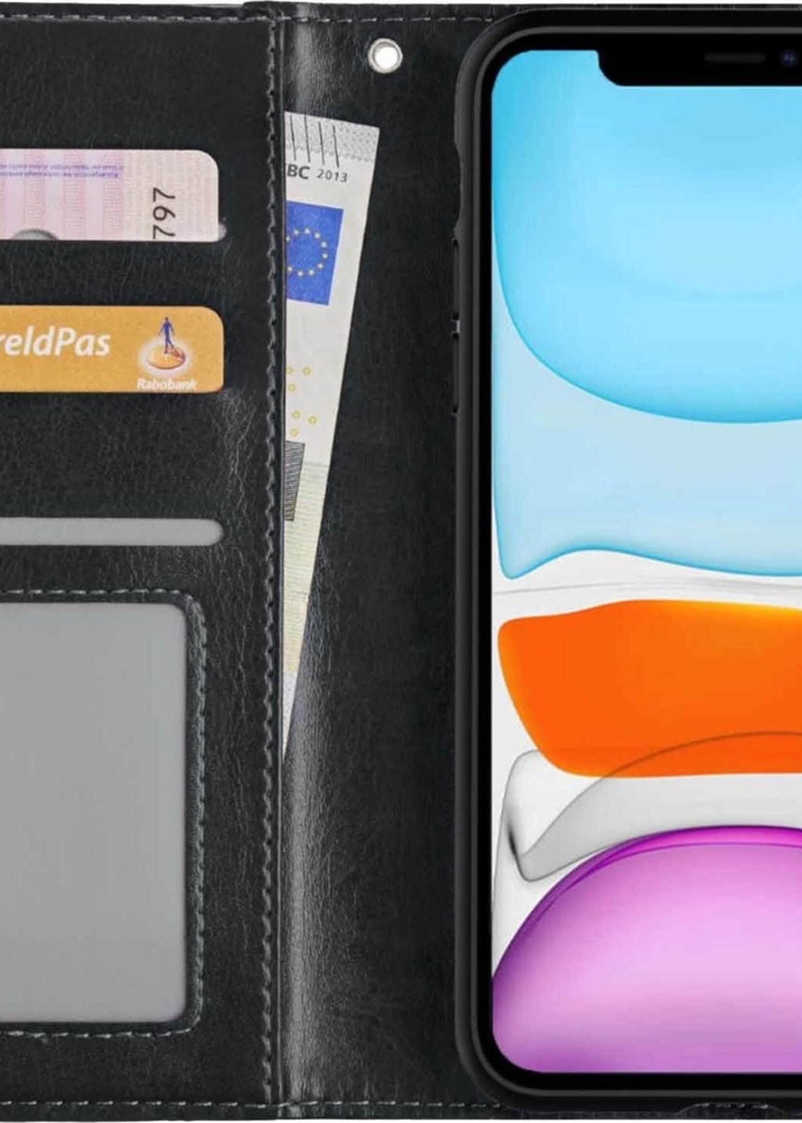 BTH Hoesje Geschikt voor iPhone 11 Hoesje Book Case Uitneembare 2-in-1 Hoes - Hoes Geschikt voor iPhone 11 Hoes Wallet Case Pashouder Hoesje - Zwart