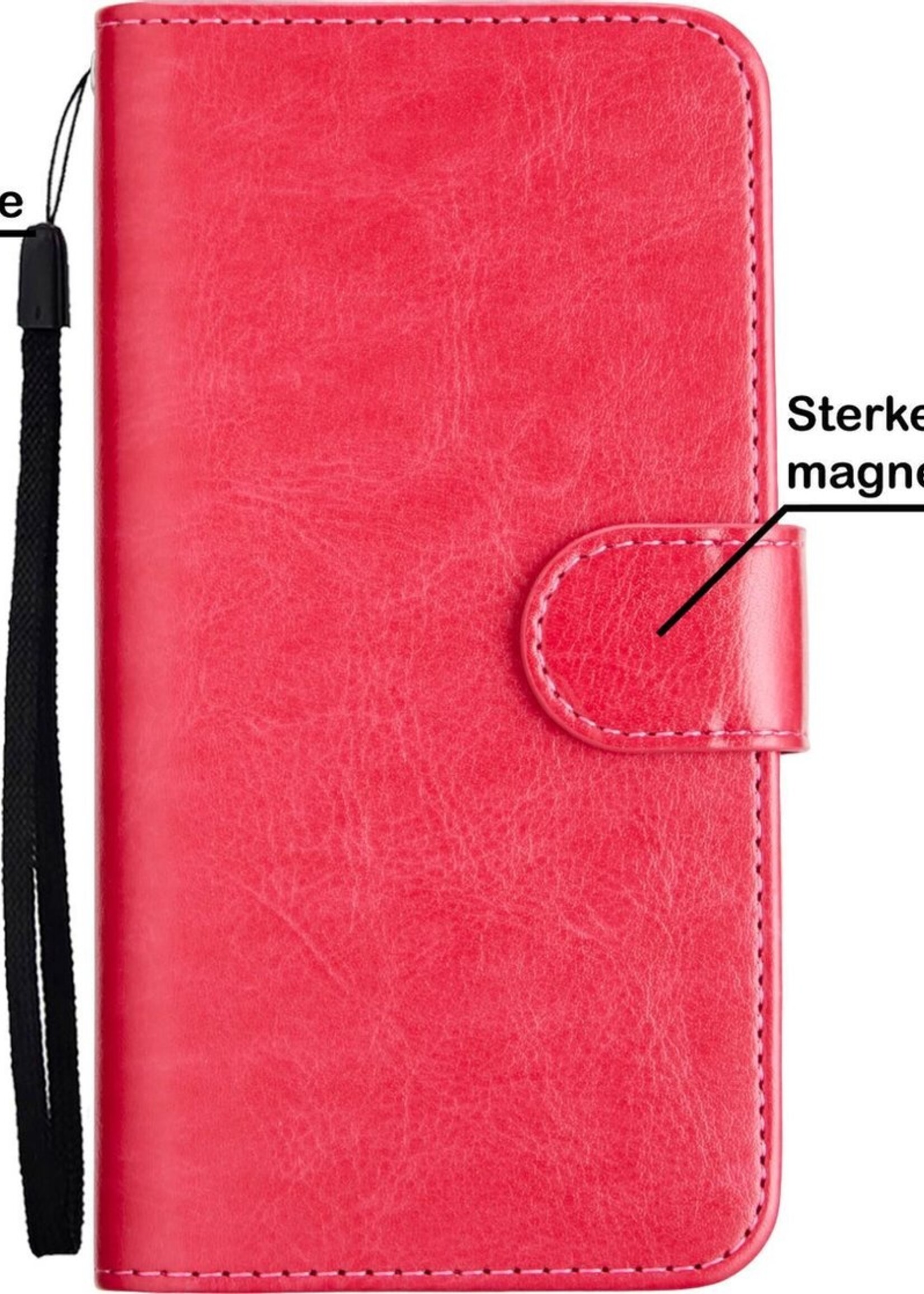BTH Hoesje Geschikt voor iPhone 11 Hoesje Book Case Uitneembare 2-in-1 Hoes - Hoes Geschikt voor iPhone 11 Hoes Wallet Case Pashouder Hoesje - Donkerroze