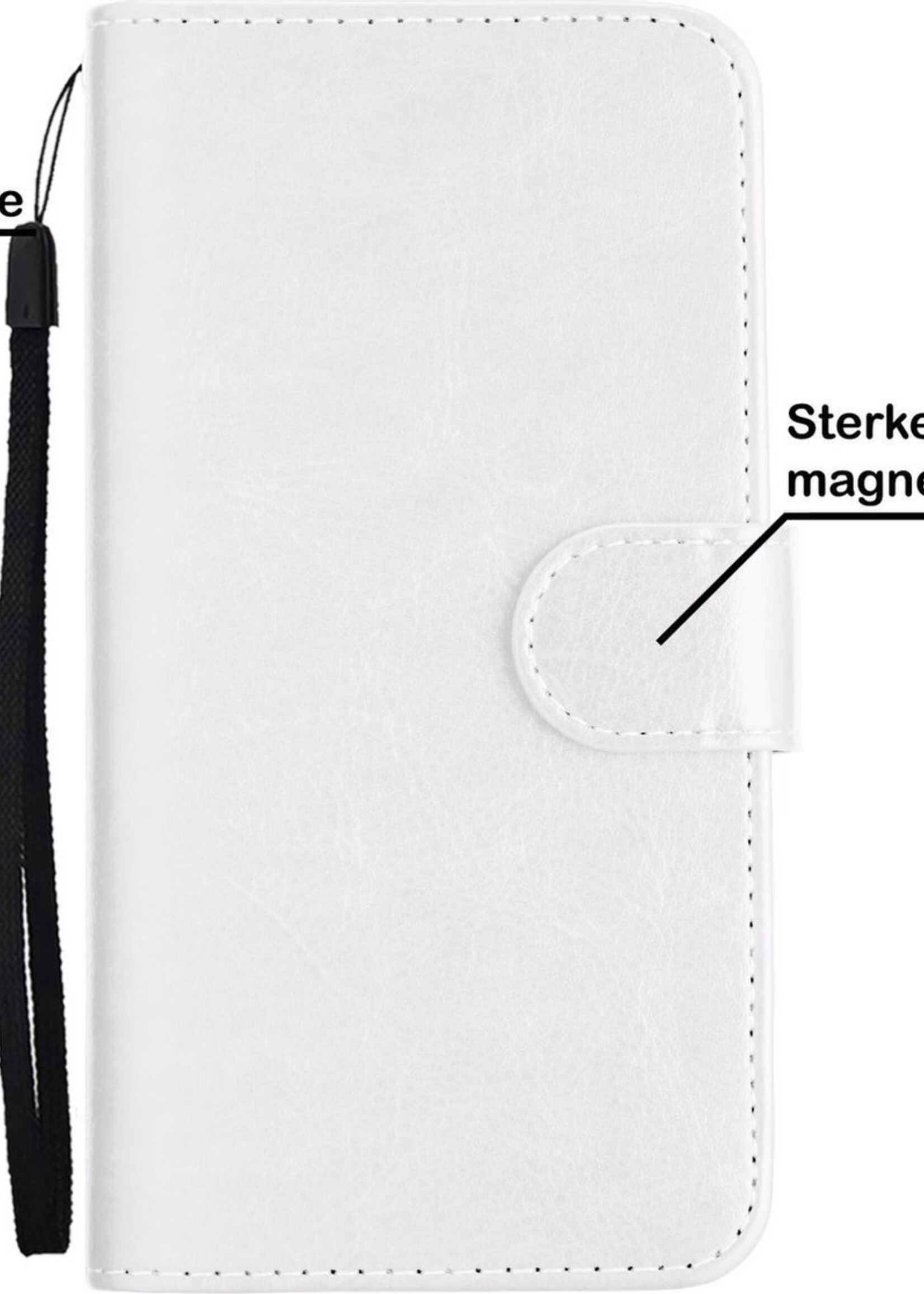 BTH Hoesje Geschikt voor iPhone 11 Hoesje Book Case Uitneembare 2-in-1 Hoes Met Screenprotector - Hoes Geschikt voor iPhone 11 Hoes Wallet Case Pashouder Hoesje - Wit