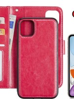 BTH BTH iPhone 11 2-in-1 hoesje bookcase afneembaar donkerroze met screenprotector