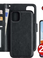 BTH BTH iPhone 11 2-in-1 hoesje bookcase afneembaar zwart met 2x screenprotector