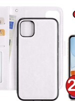 BTH BTH iPhone 11 2-in-1 hoesje bookcase afneembaar wit met 2x screenprotector