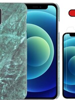 BTH BTH iPhone 12 Mini hoesje marmer met screenprotector - Groen