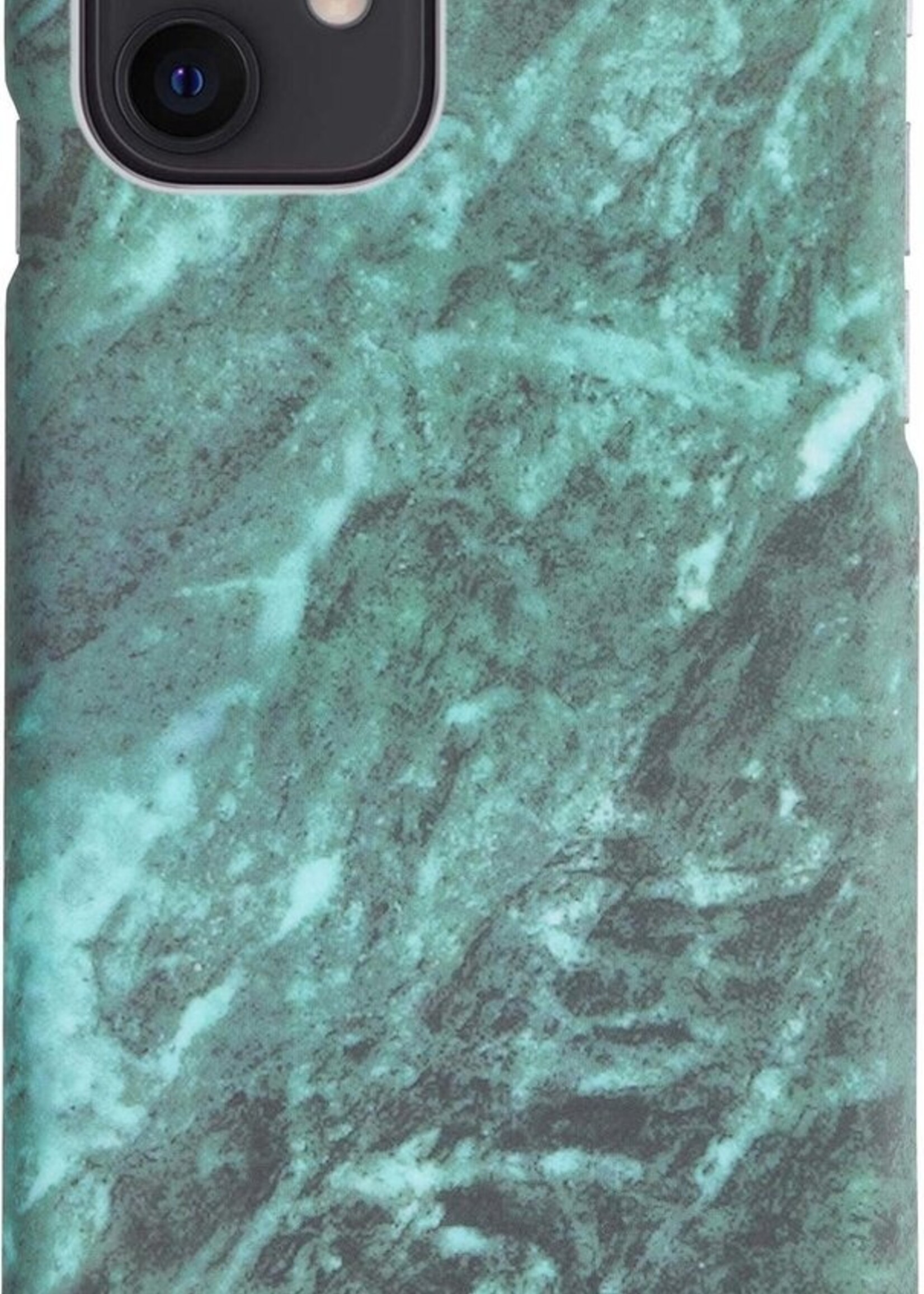 BTH Hoesje Geschikt voor iPhone 12 Hoesje Marmer Hardcover Fashion Case Hoes Met Screenprotector - Hoes Geschikt voor iPhone 12 Marmer Hoesje Hardcase Back Cover - Groen