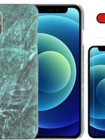 BTH BTH iPhone 12 Pro hoesje marmer met screenprotector - Groen