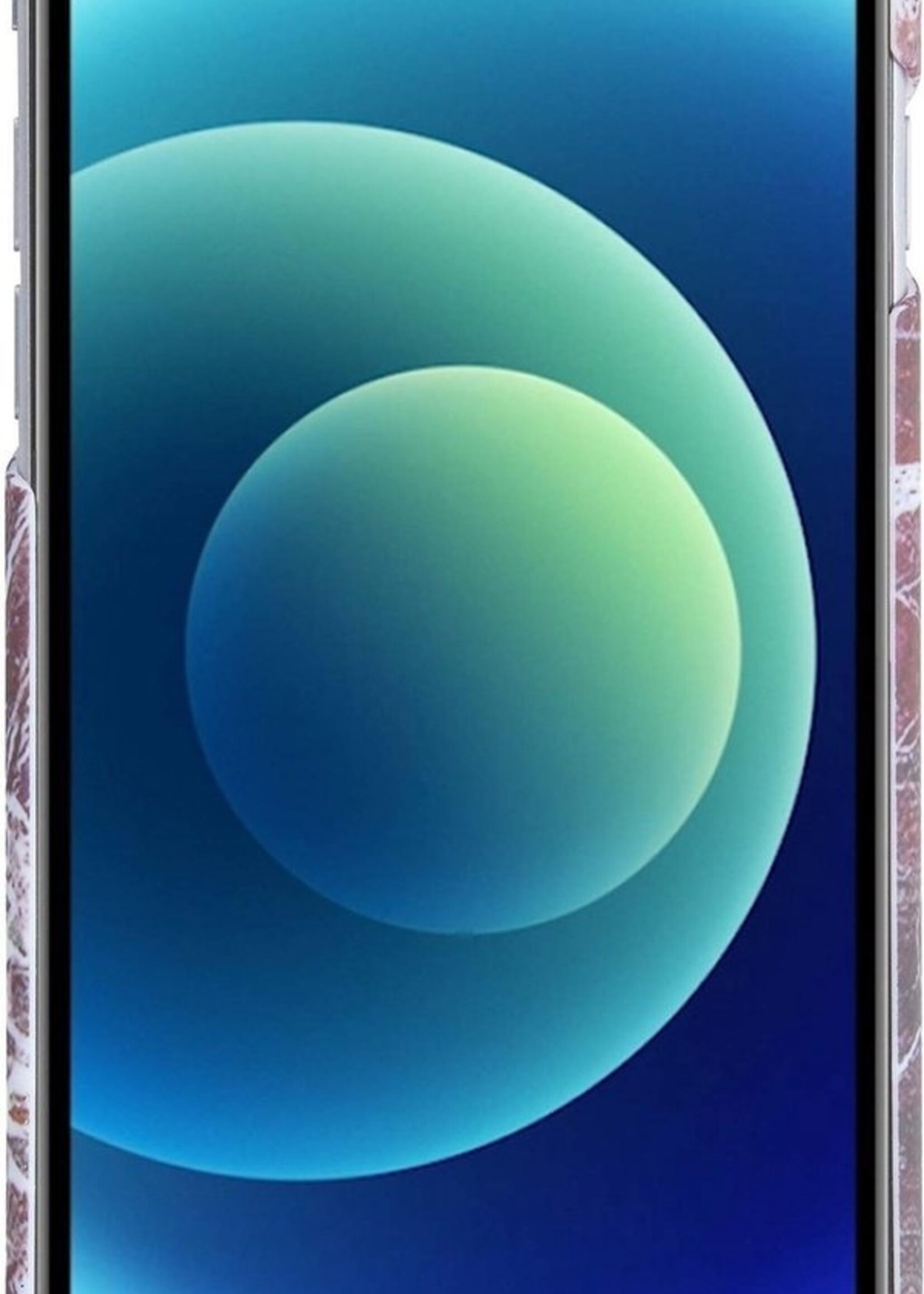 BTH Hoesje Geschikt voor iPhone 12 Mini Hoesje Marmer Hardcover Fashion Case Hoes Met 2x Screenprotector - Hoes Geschikt voor iPhone 12 Mini Marmer Hoesje Hardcase Back Cover - Rood