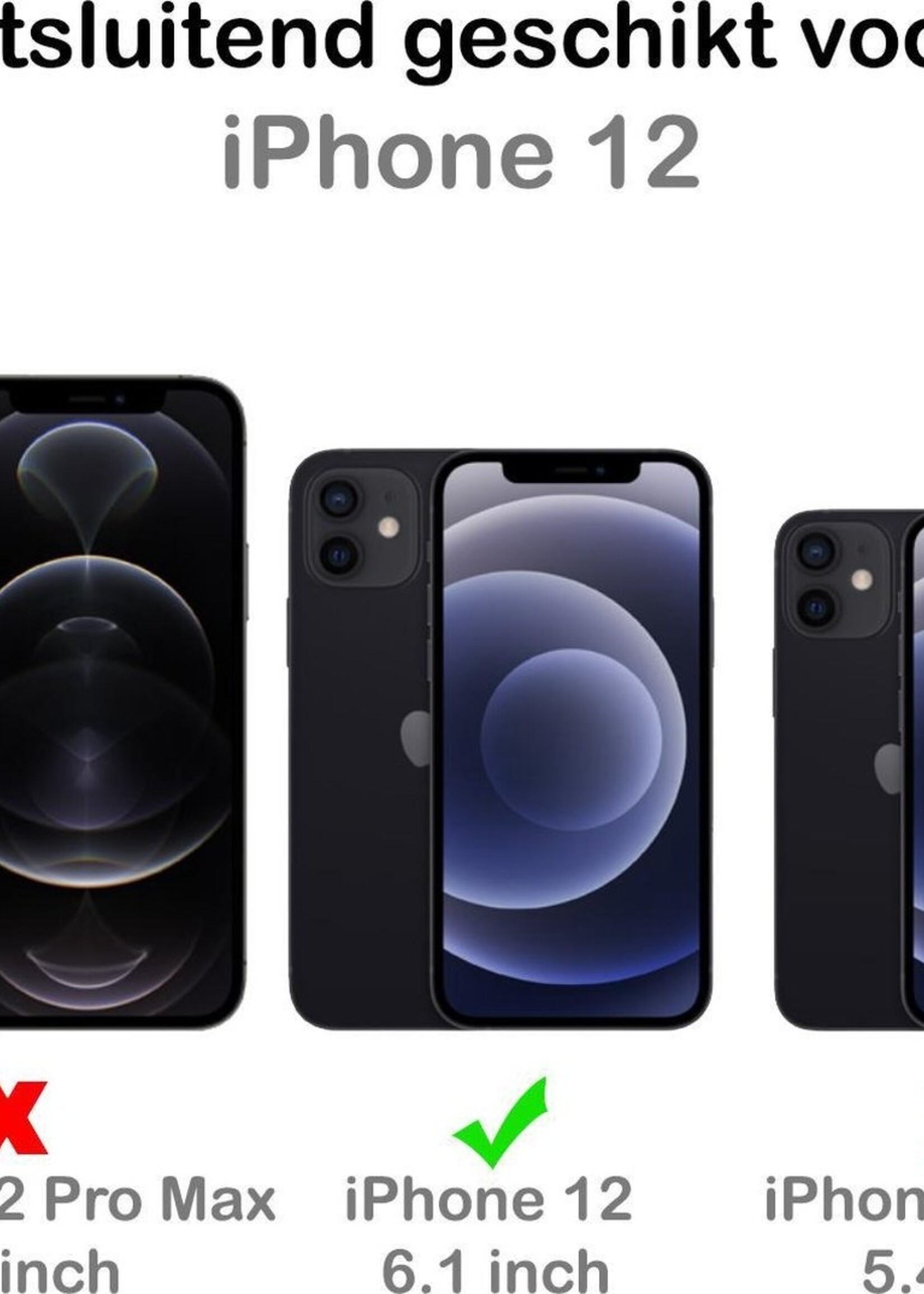 BTH Hoesje Geschikt voor iPhone 12 Hoesje Marmer Hardcover Fashion Case Hoes Met 2x Screenprotector - Hoes Geschikt voor iPhone 12 Marmer Hoesje Hardcase Back Cover - Groen