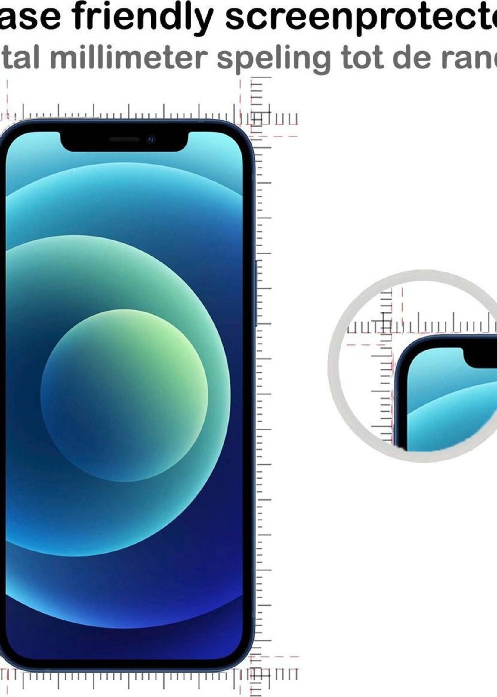 BTH Hoesje Geschikt voor iPhone 12 Pro Hoesje Marmer Hardcover Fashion Case Hoes Met 2x Screenprotector - Hoes Geschikt voor iPhone 12 Pro Marmer Hoesje Hardcase Back Cover - Zwart