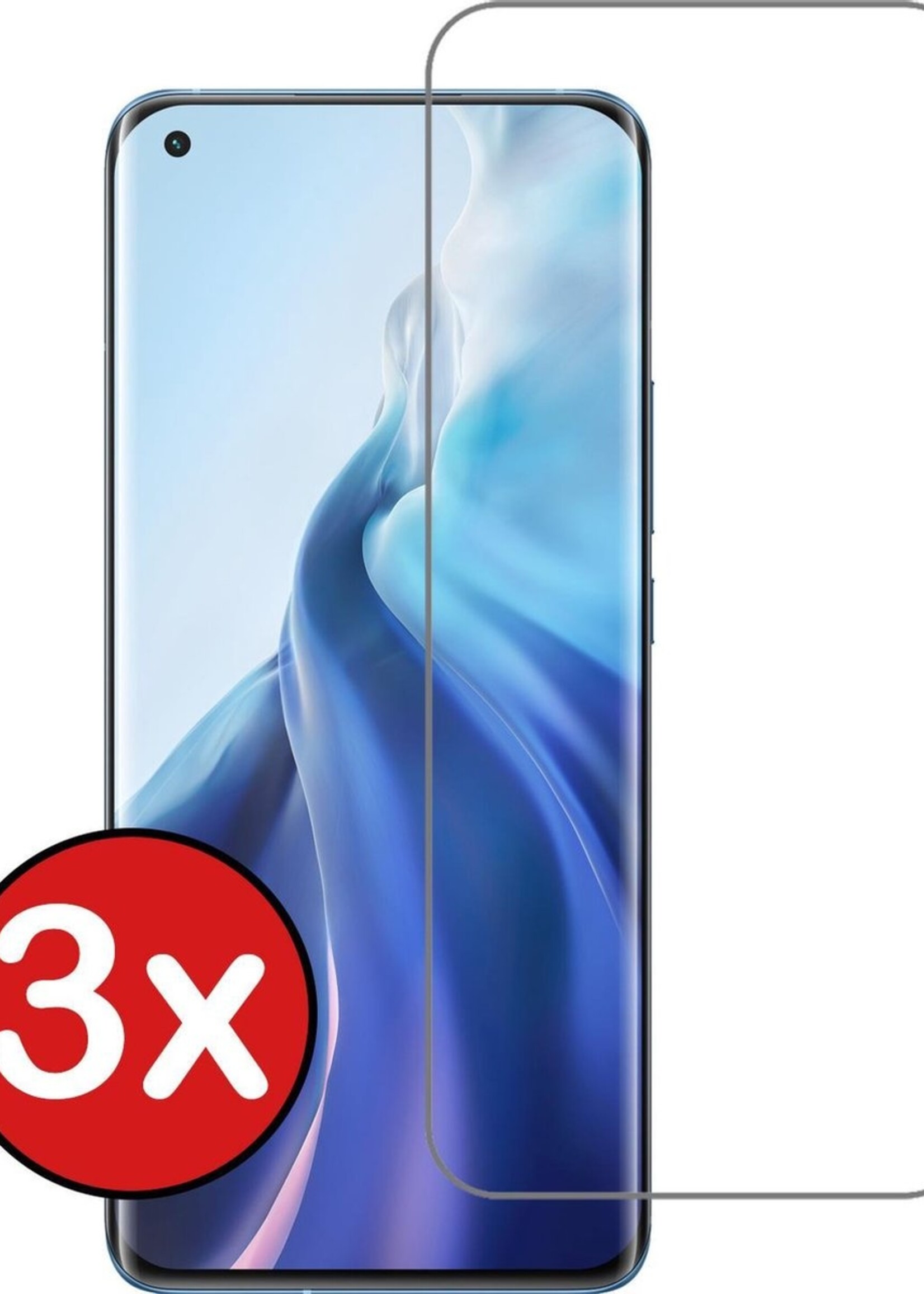 BTH Screenprotector Geschikt voor Xiaomi Mi 11 Screenprotector Glas Gehard Tempered Glass - Screenprotector Geschikt voor Xiaomi Mi 11 Screen Protector Screen Cover - 3 PACK