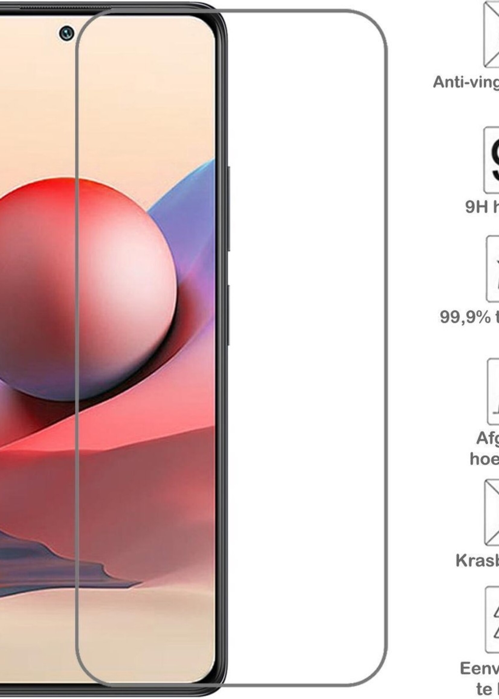 BTH Screenprotector Geschikt voor Xiaomi Redmi Note 10 4G Screenprotector Glas Gehard Tempered Glass - Screenprotector Geschikt voor Xiaomi Redmi Note 10 4G Screen Protector Screen Cover - 2 PACK