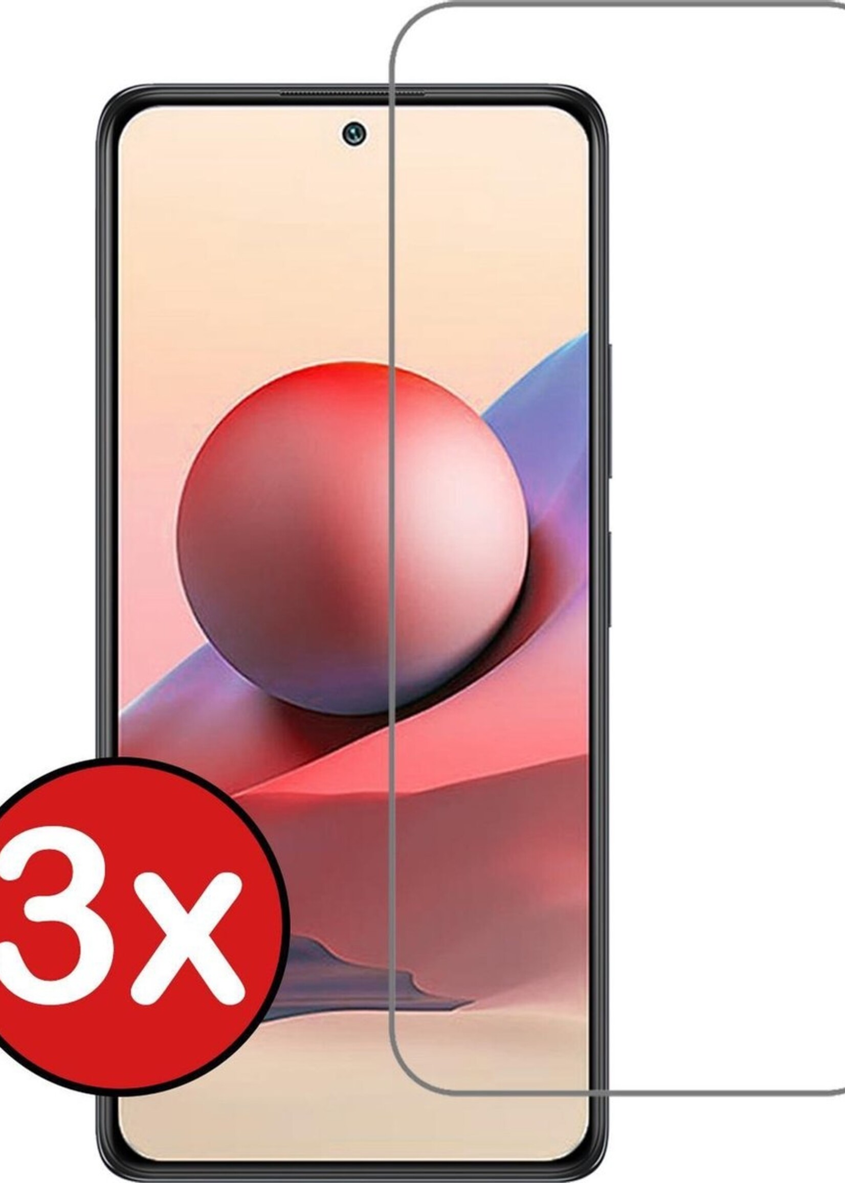 BTH Screenprotector Geschikt voor Xiaomi Redmi Note 10 4G Screenprotector Glas Gehard Tempered Glass - Screenprotector Geschikt voor Xiaomi Redmi Note 10 4G Screen Protector Screen Cover - 3 PACK