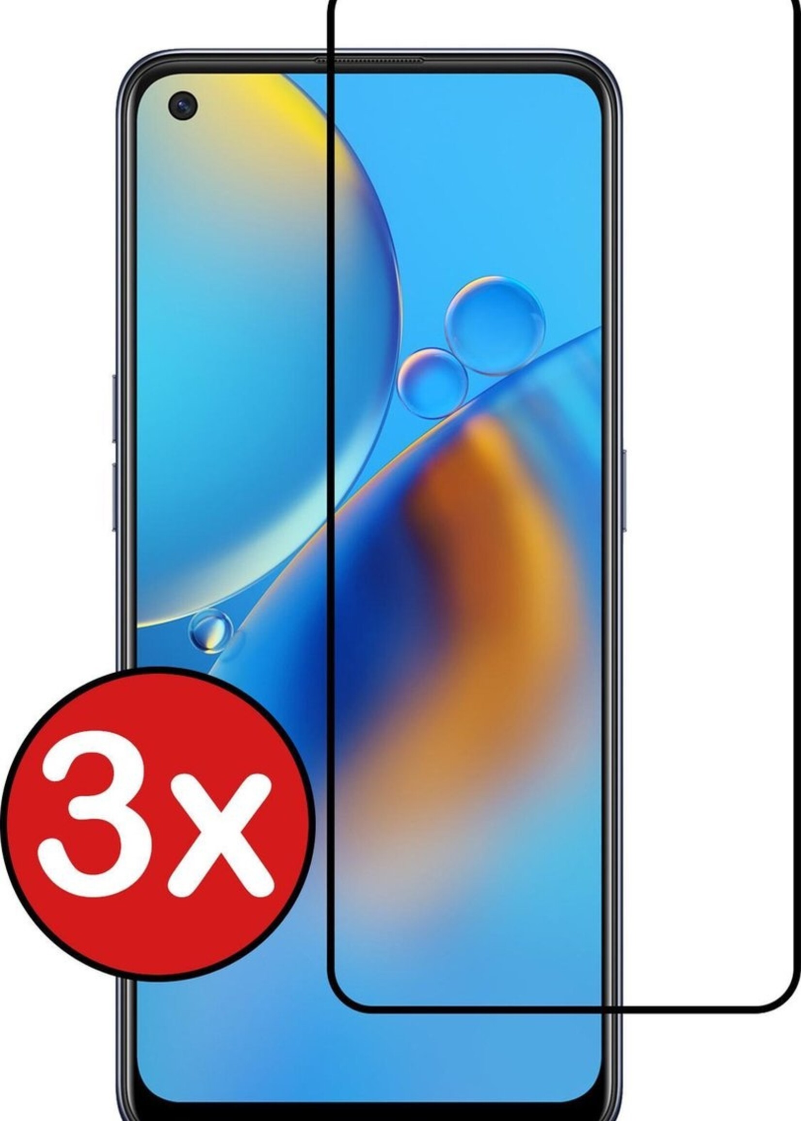 BTH Screenprotector Geschikt voor OPPO A74 5G Screenprotector Glas Gehard Tempered Glass Full Cover - Screenprotector Geschikt voor OPPO A74 5G Screen Protector Screen Cover - 3 PACK