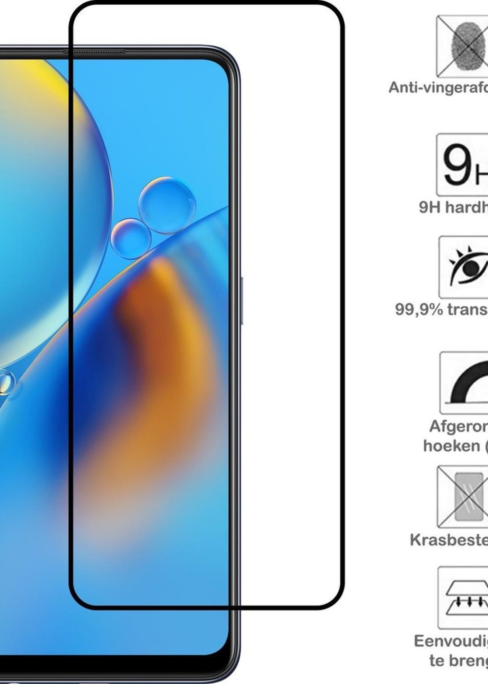 BTH Screenprotector Geschikt voor OPPO A74 5G Screenprotector Glas Gehard Tempered Glass Full Cover - Screenprotector Geschikt voor OPPO A74 5G Screen Protector Screen Cover - 3 PACK